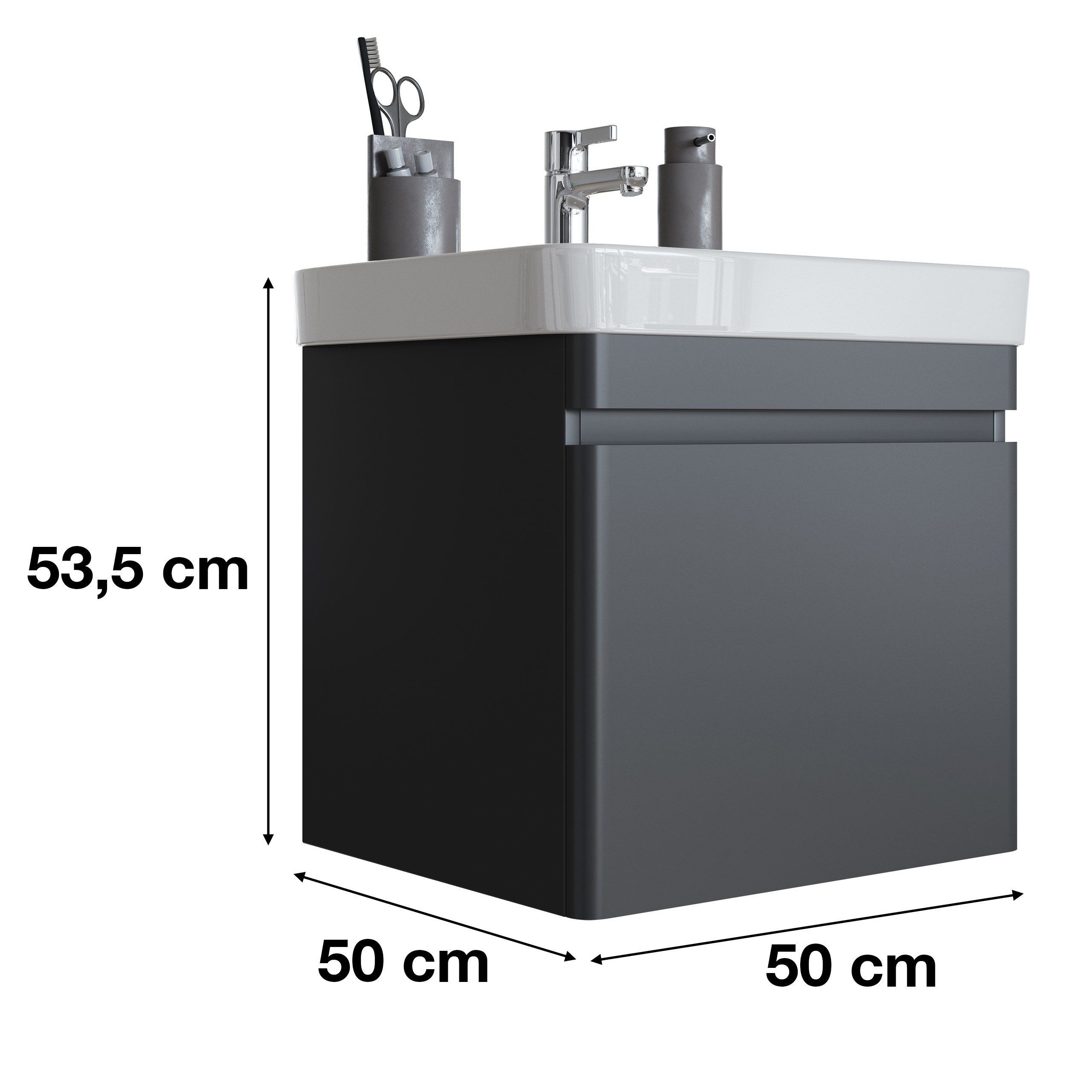 Newroom Waschtisch Axina, Waschbeckenunterschrank inkl. Waschbecken lackiert - Hängend