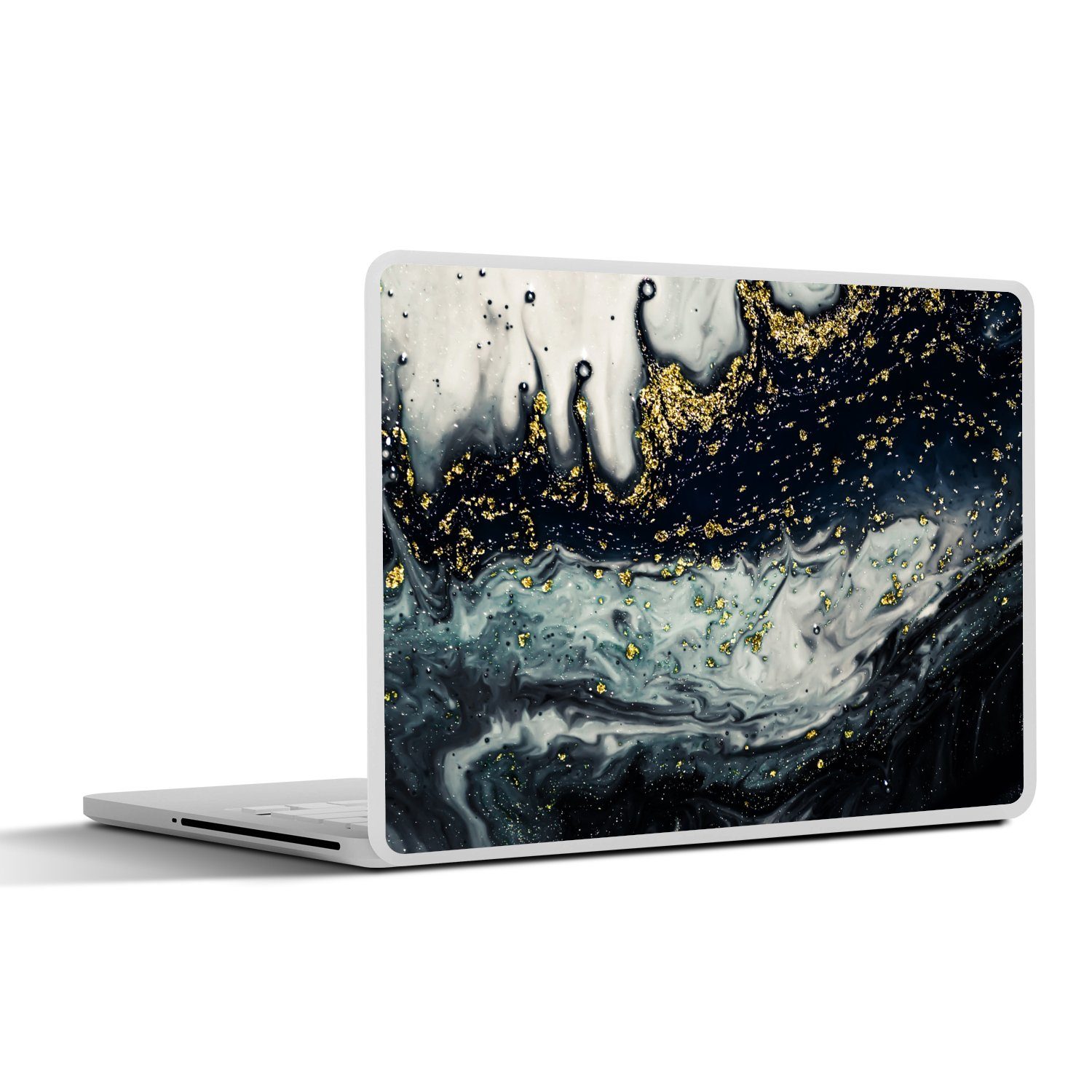 MuchoWow Laptop-Aufkleber Marmor - Abstrakt - Gold - Luxus, (1tlg), Laptop Folien Cover, Aufkleber, Sticker, Schutz vor Kratzern, 25x18 cm