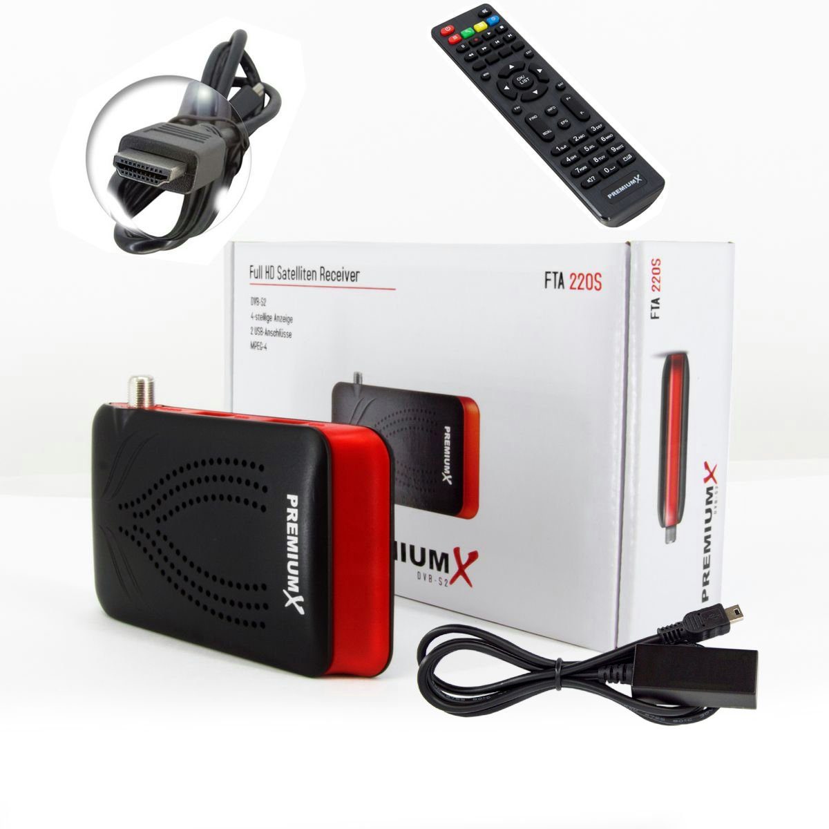 PremiumX Mini HD FTA 220S Digital SAT Receiver DVB-S2 HDMI USB FULLHD SAT-Receiver