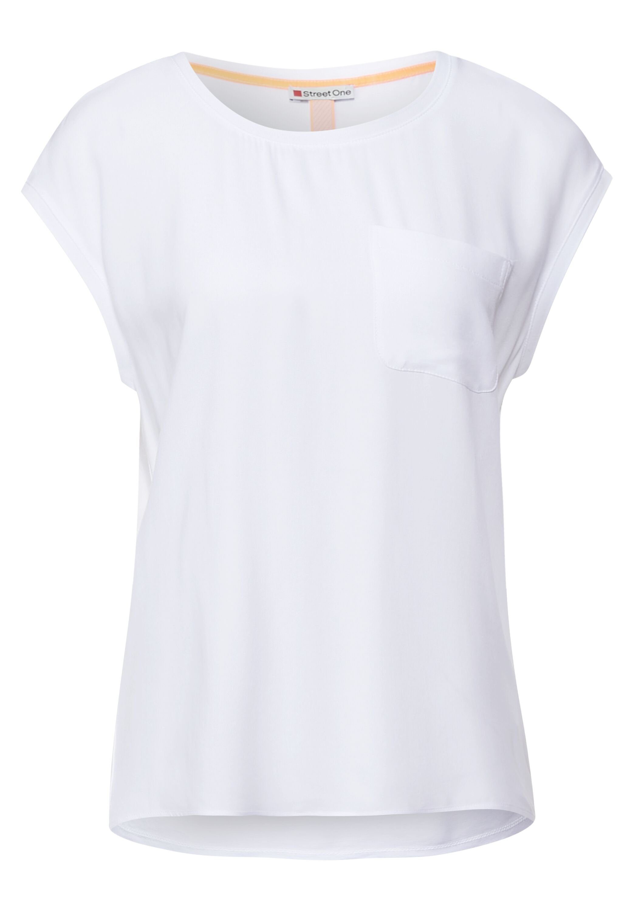 T Brusttasche geschnitten (1-tlg) in Locker T-Shirt Shirt One mit Street STREET White ONE