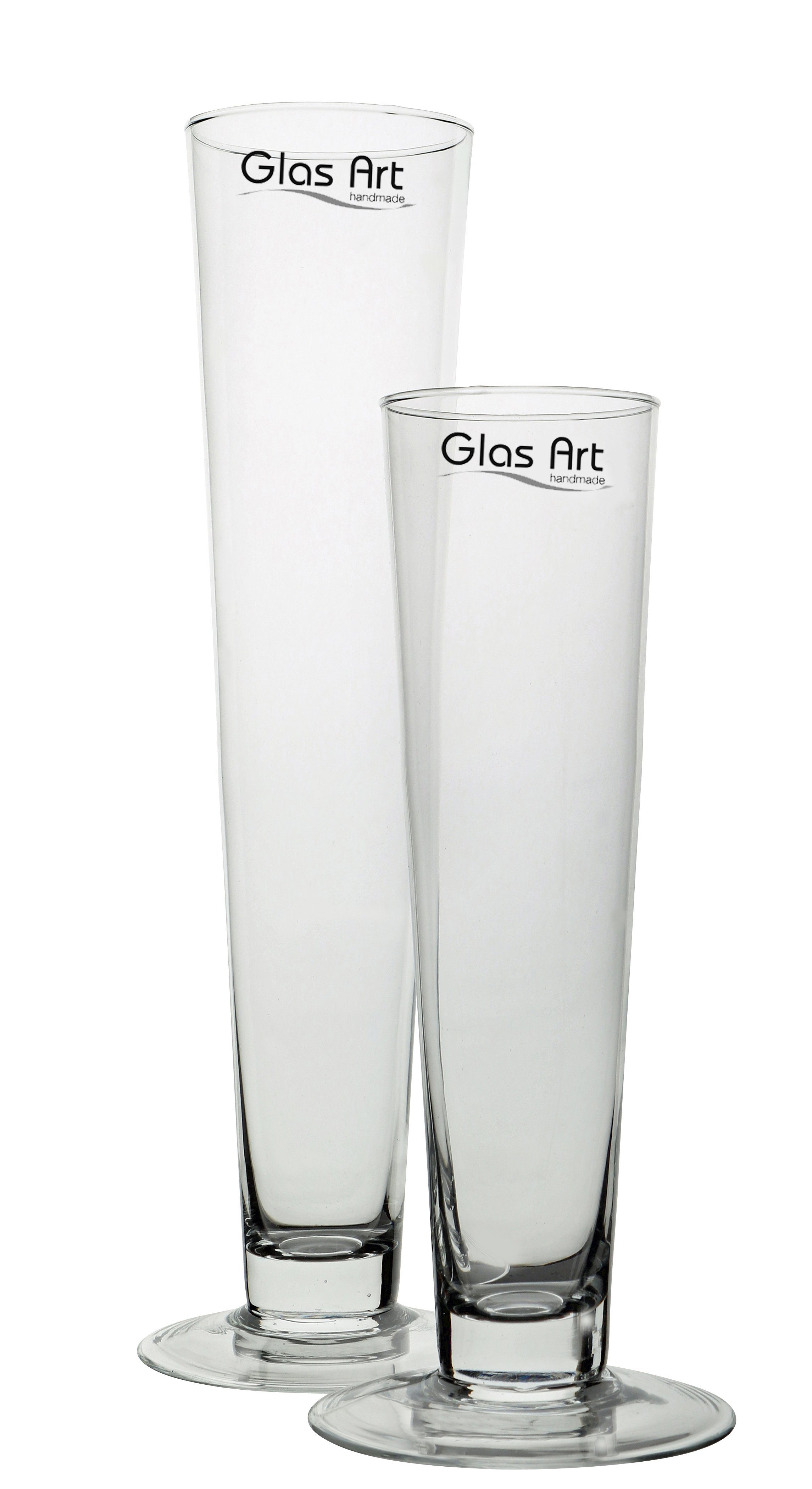 Tischvase Glas-vase Glasvase GlasArt 30/40cm Höhe Wohnzimmer Fensterbank mit Fuß