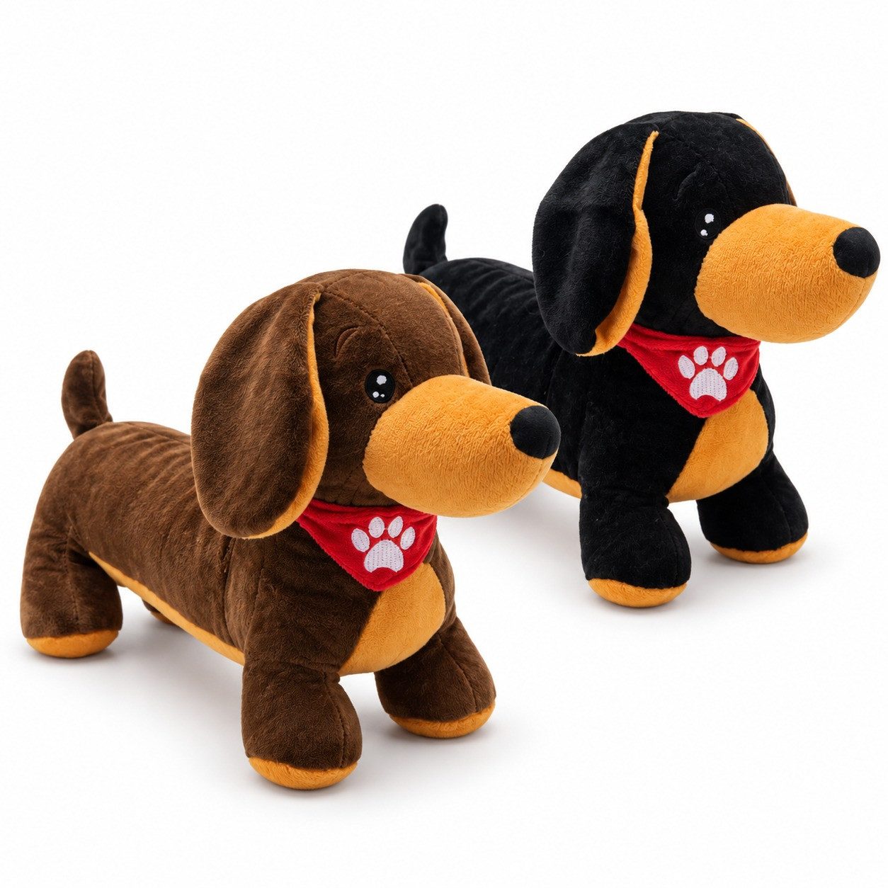 Bert Struis Kuscheltier Plüsch Dackel 35 cm weicher Kuschelhund mit Halstuch, Farbe zufällig (Set, 1-St., Geschenk-Set), Dackel Braun oder Schwarz geliefert wird 1 Stk in zufälliger Farbe