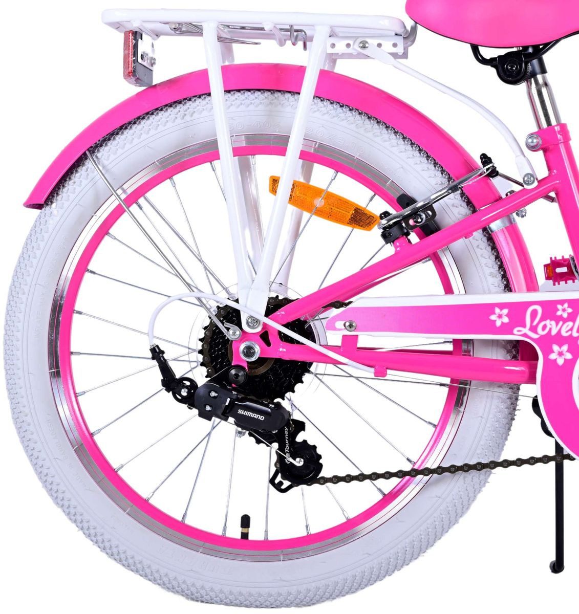 Volare Kinderfahrrad 20 ZOLL Kinder Mädchen Fahrrad Kinderfahrrad Rad LOVELY 7 Gänge 22122, 7 Gang Shimano, Kettenschaltung, 7 Gänge, Korb, Seitenständer, Gepäckträger