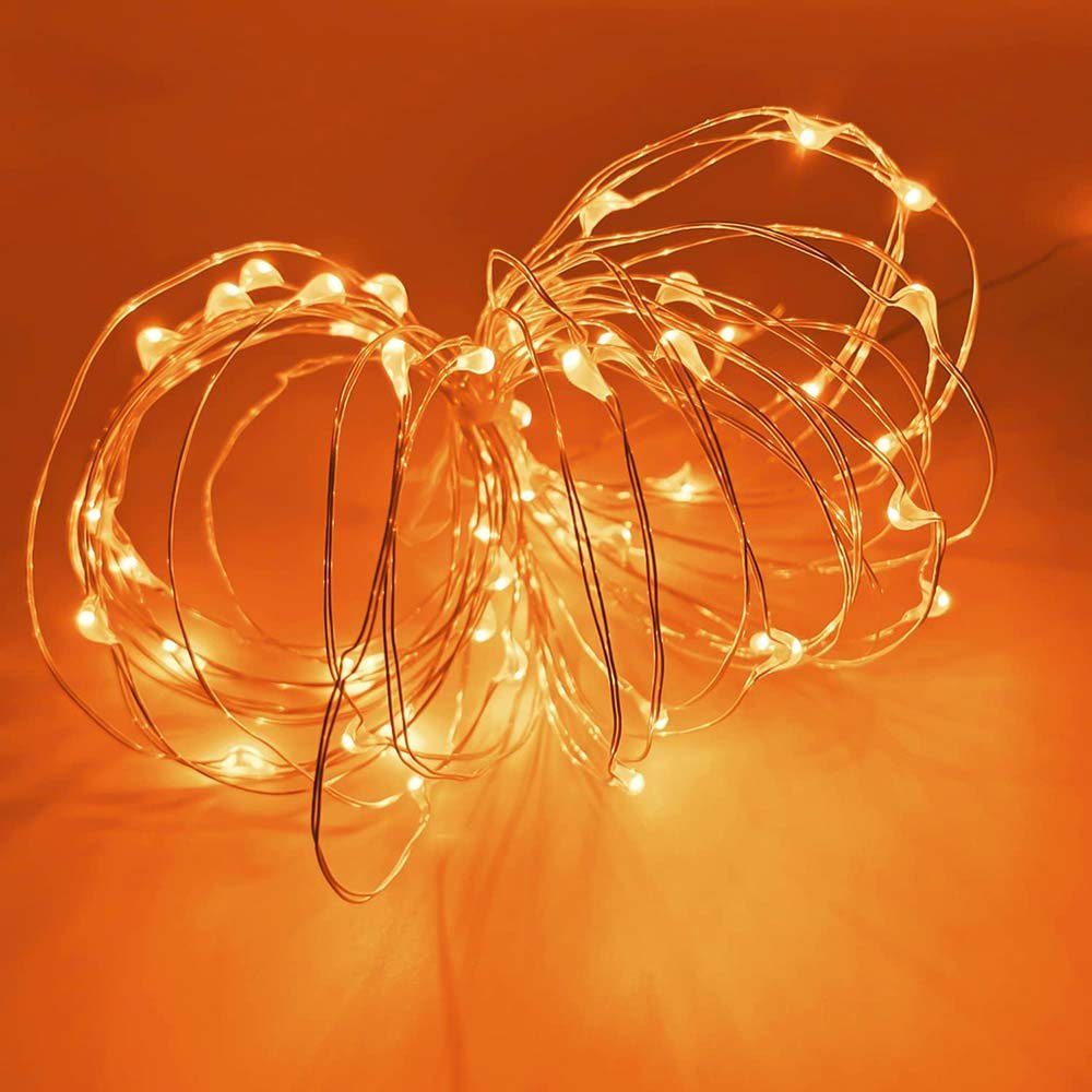 Sunicol LED-Lichterkette Halloween Kupferdraht, Lichter, Party Orange Beleuchtung, Außen für 4M Wasserdicht Weihnachten Deko, Zeremonien Batterie, IP44