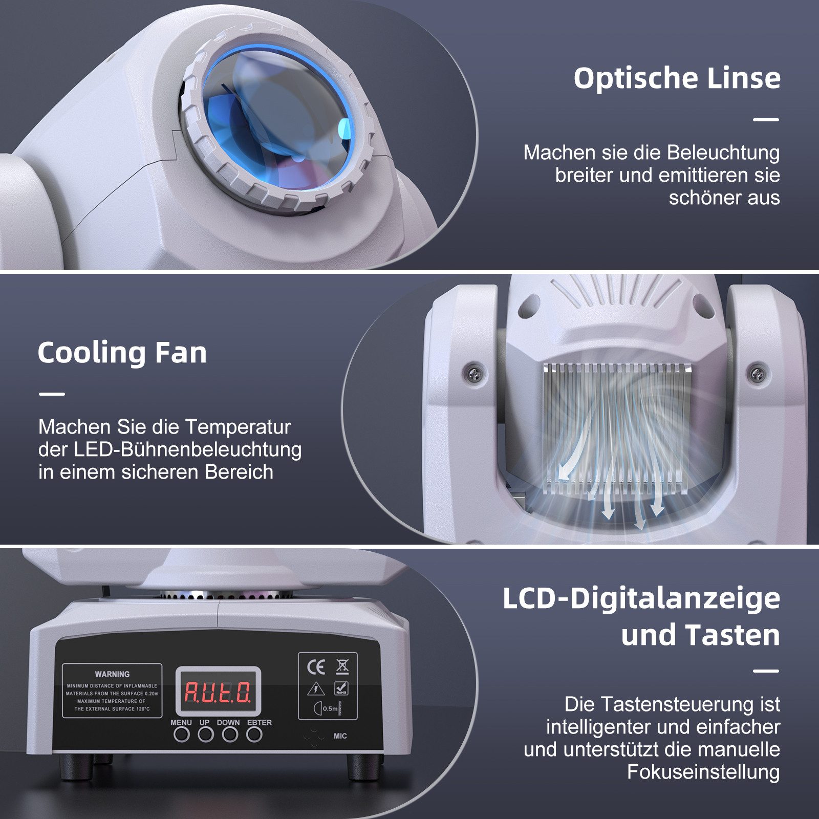 ZonQoonz Discolicht 100W Moving Head Light, BühnenLicht Gobo Strahl Für Party Disco, Weiß