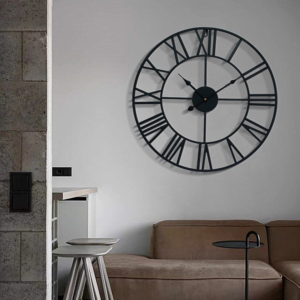 TUWENA Wanduhr Große Wanduhr,40/50cm Ohne TickgeräUsche Römische Ziffer Quarz Wanduhr (Betriebene Wanduhr Einfach Lesen für Zuhause Schlafzimmer Büro Schule) – Bild 4 von 5