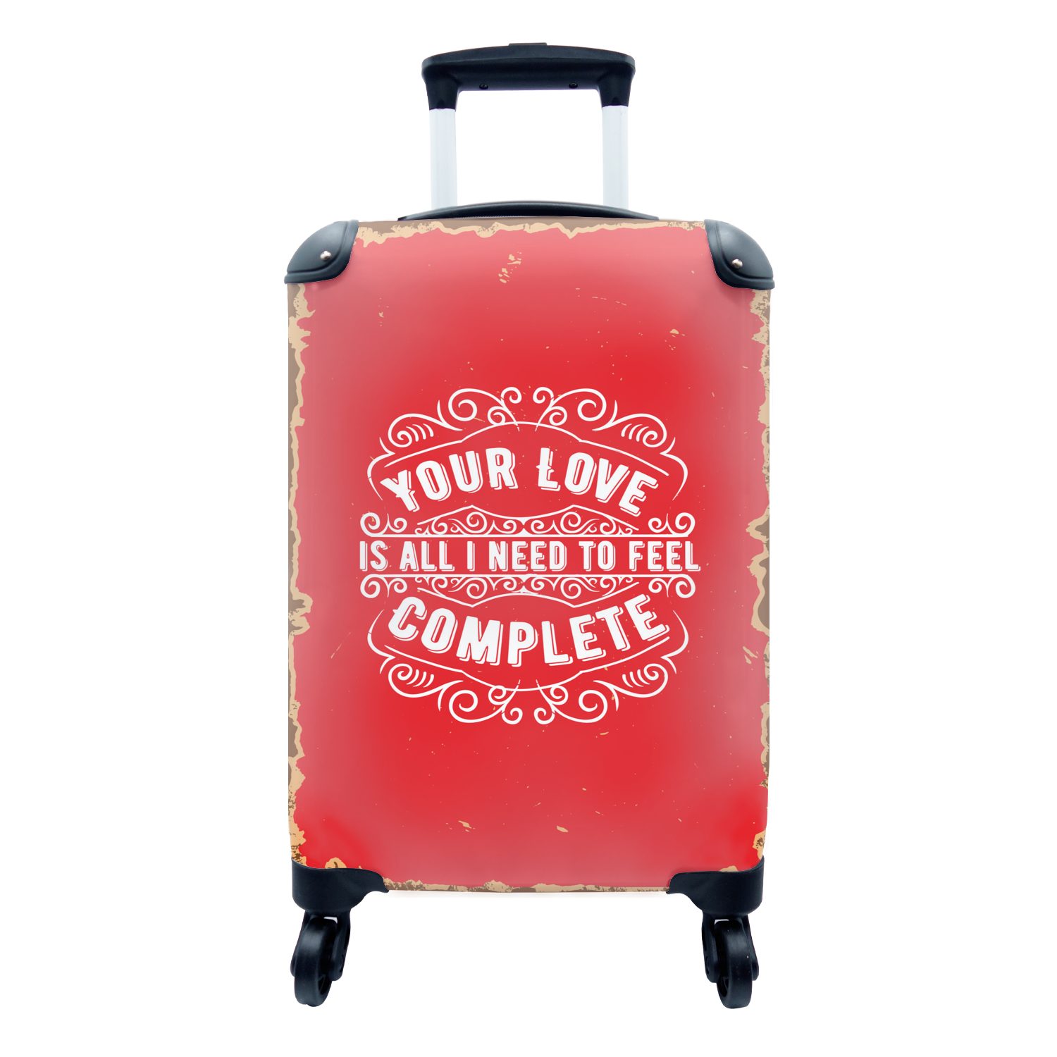 Trolley, Handgepäck Rollen, Text, - Reisekoffer - für 4 Reisetasche mit Handgepäckkoffer Ferien, Gestaltung rollen, MuchoWow Jahrgang