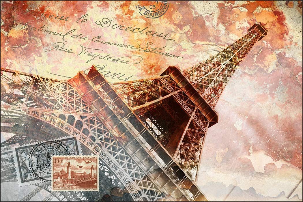 Muralo Fototapete Städte – Fototapete Wandtapete Vlies Wanddeko Wohnzimmer, bedruckt, Architektur – Paris – Eiffelturm, 90 x 60 cm, Vlies