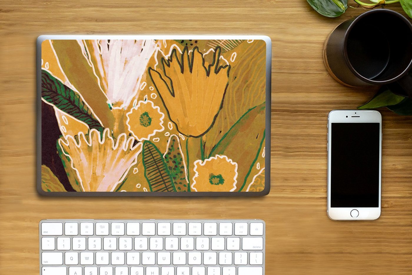 Thumbnail - MuchoWow Laptop-Aufkleber Blumen - Gelb - Pflanzen
