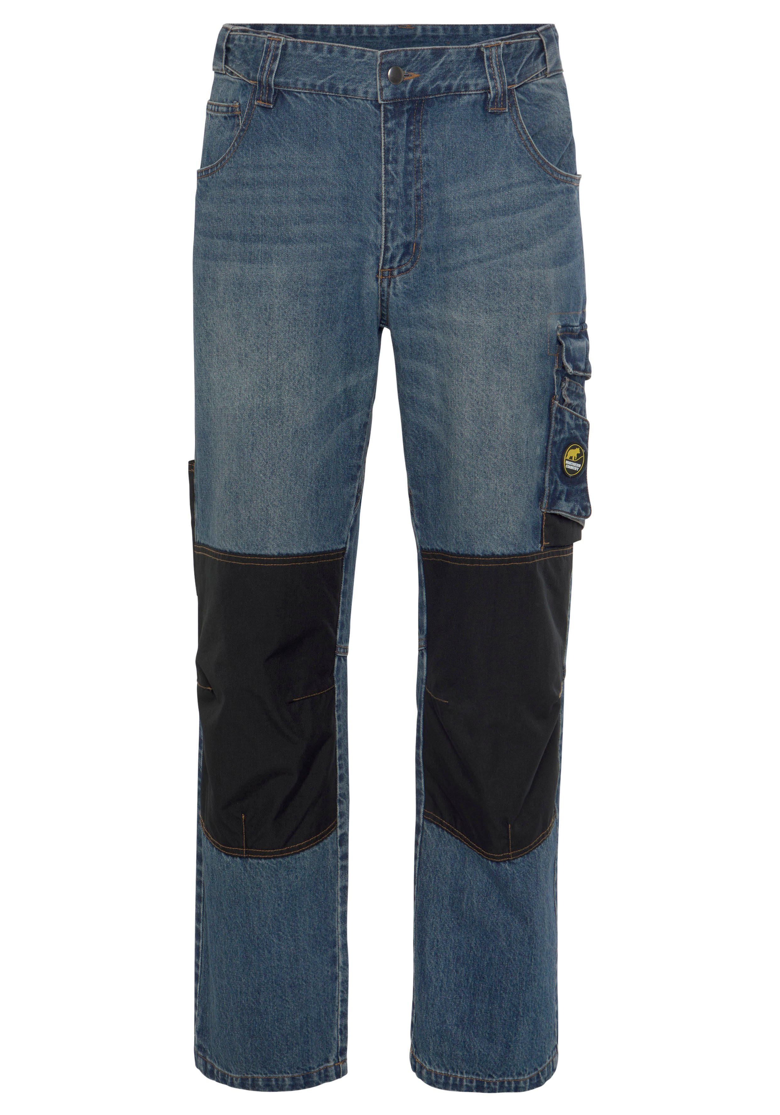 Northern Country Arbeitshose Multipocket Jeans 100% mit dehnbarem comfort Bund, 9 praktischen fit) Jeansstoff, Knieverstärkung Taschen, robuster Baumwolle, (aus aus Cordura