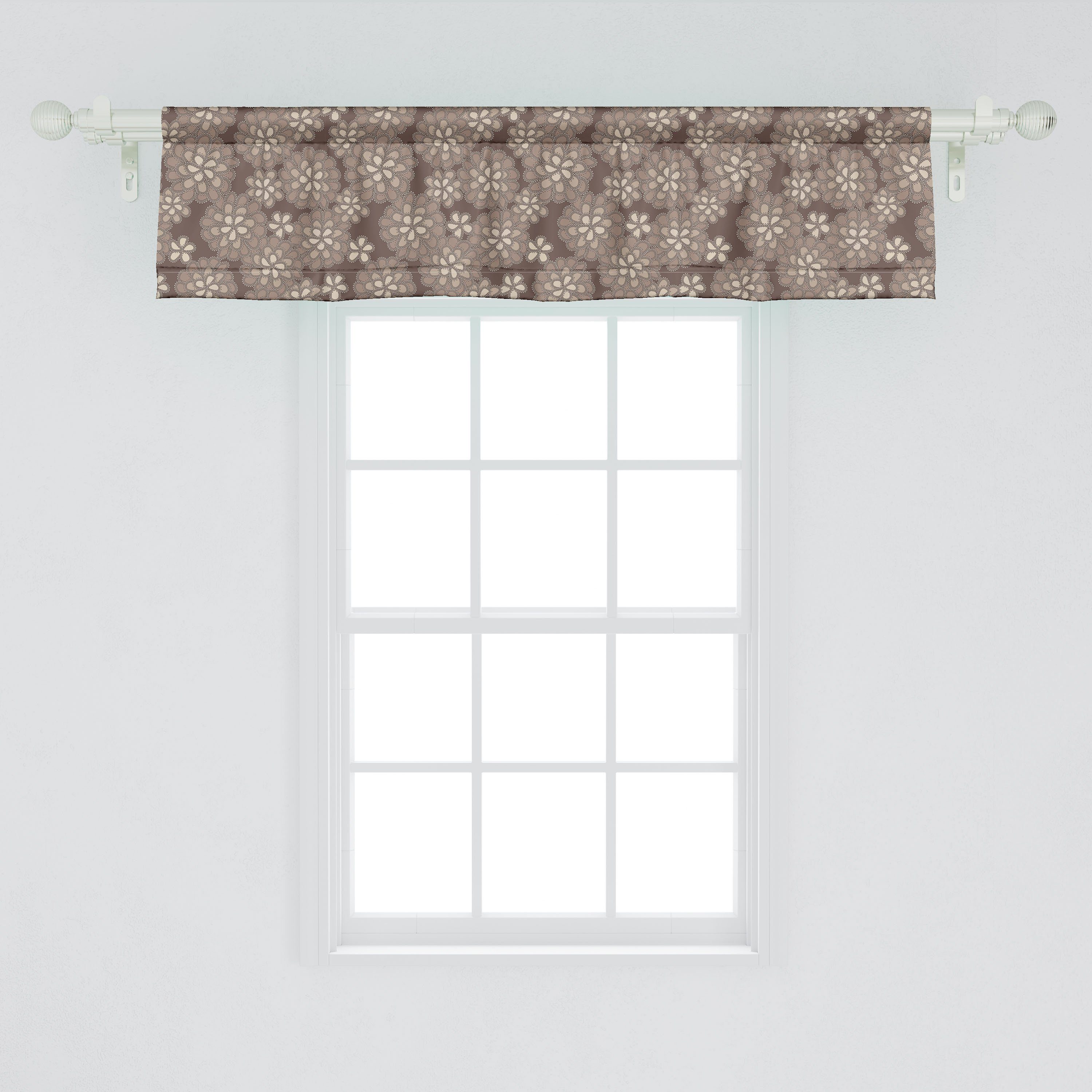 Schlafzimmer Abakuhaus, Scheibengardine Floral-Spitze-Muster Dekor Stangentasche, Küche für Retro mit Volant Beige Microfaser, Vorhang