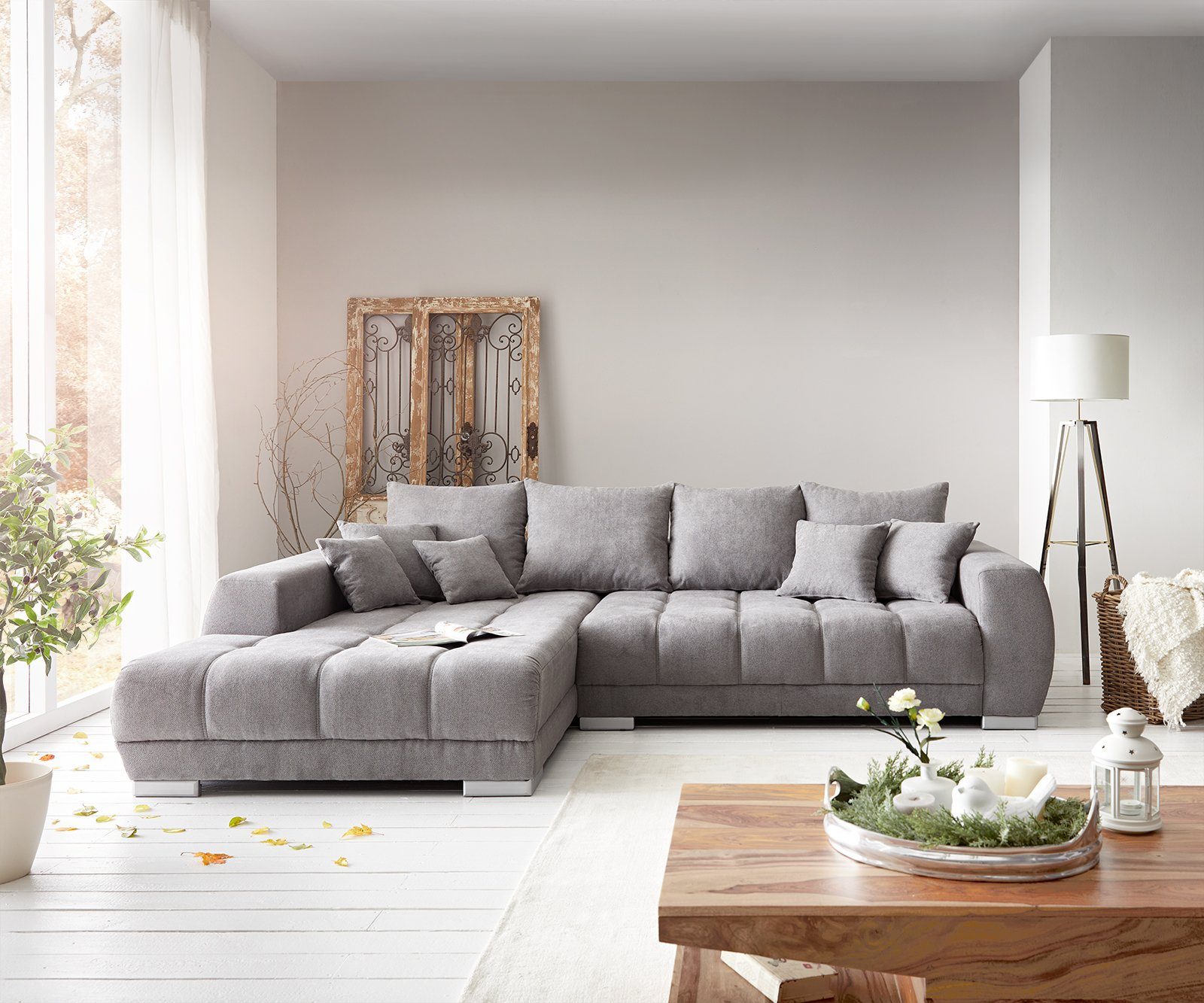 DELIFE Ecksofa Josea, Mikrofaser Steingrau 300x220 günstig online kaufen