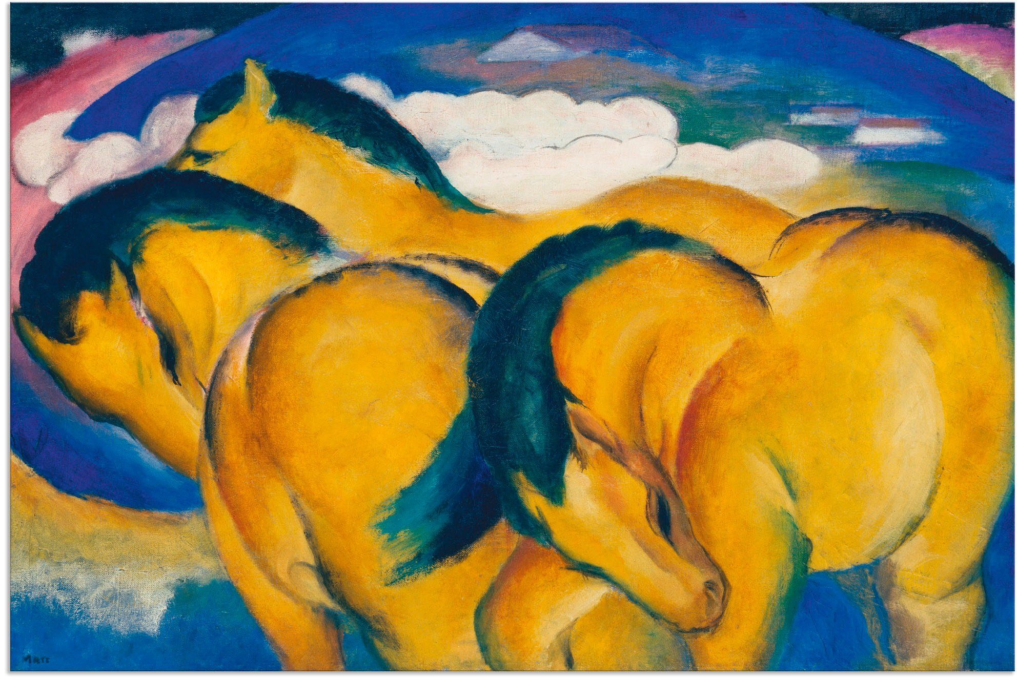 Artland Wandbild Die kleinen gelben Pferde. 1912, Haustiere (1 St), als Alubild, Outdoorbild, Leinwandbild in verschied. Größen