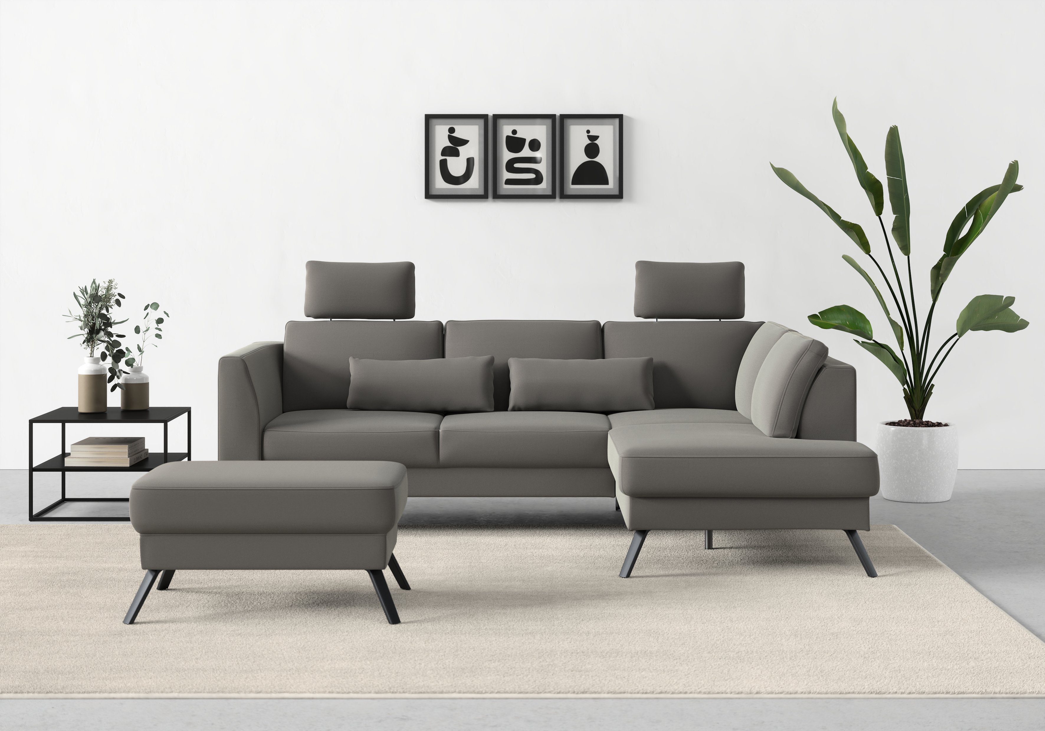 Ecksofa sit&more und Sitztiefenverstellung mit Federkern Lindholm,