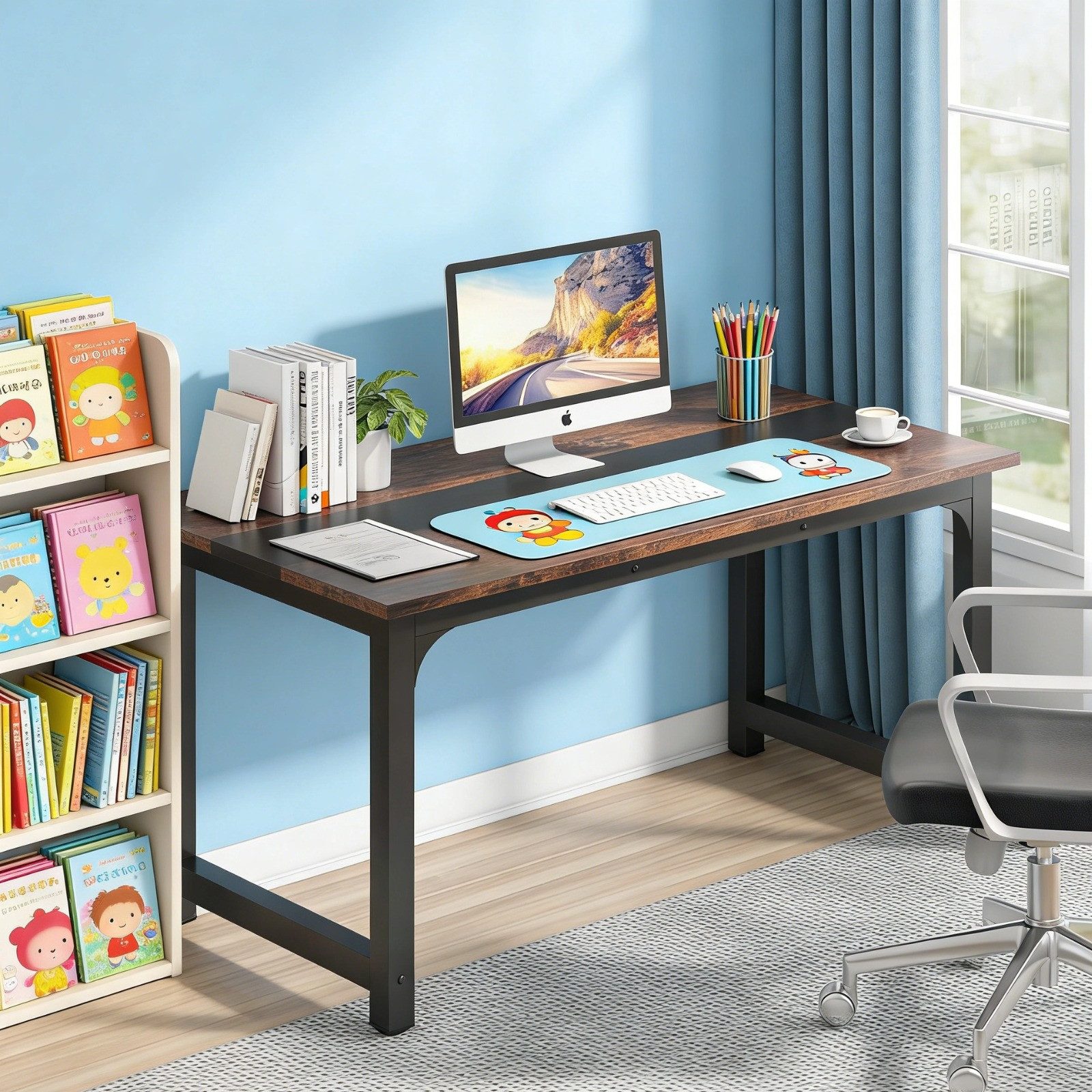 Celya Computertisch Schreibtisch Moderner Computertisch, 160 x 80 cm großer Bürotisch