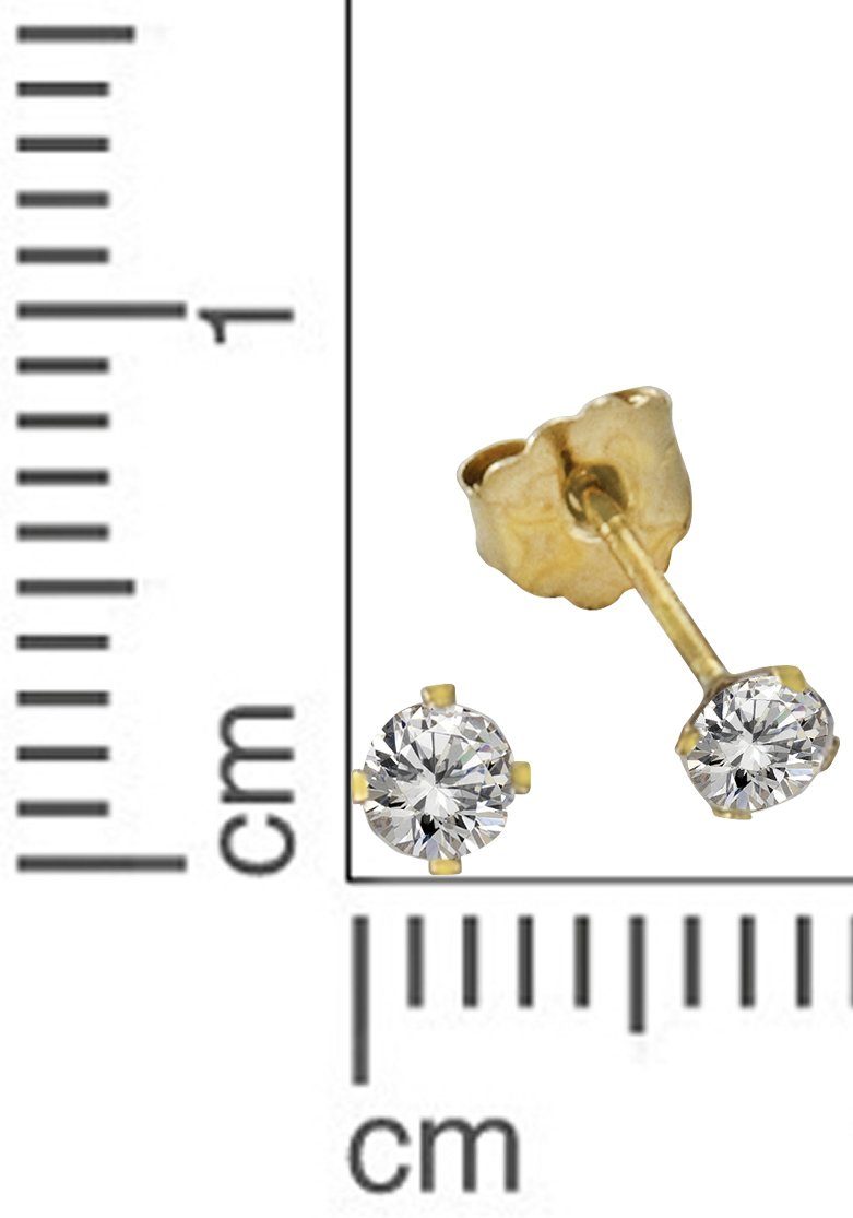 Firetti Paar Ohrstecker Schmuck Geschenk Gold 333 Ohrschmuck glänzender Klassiker, mit Zirkonia (synth)
