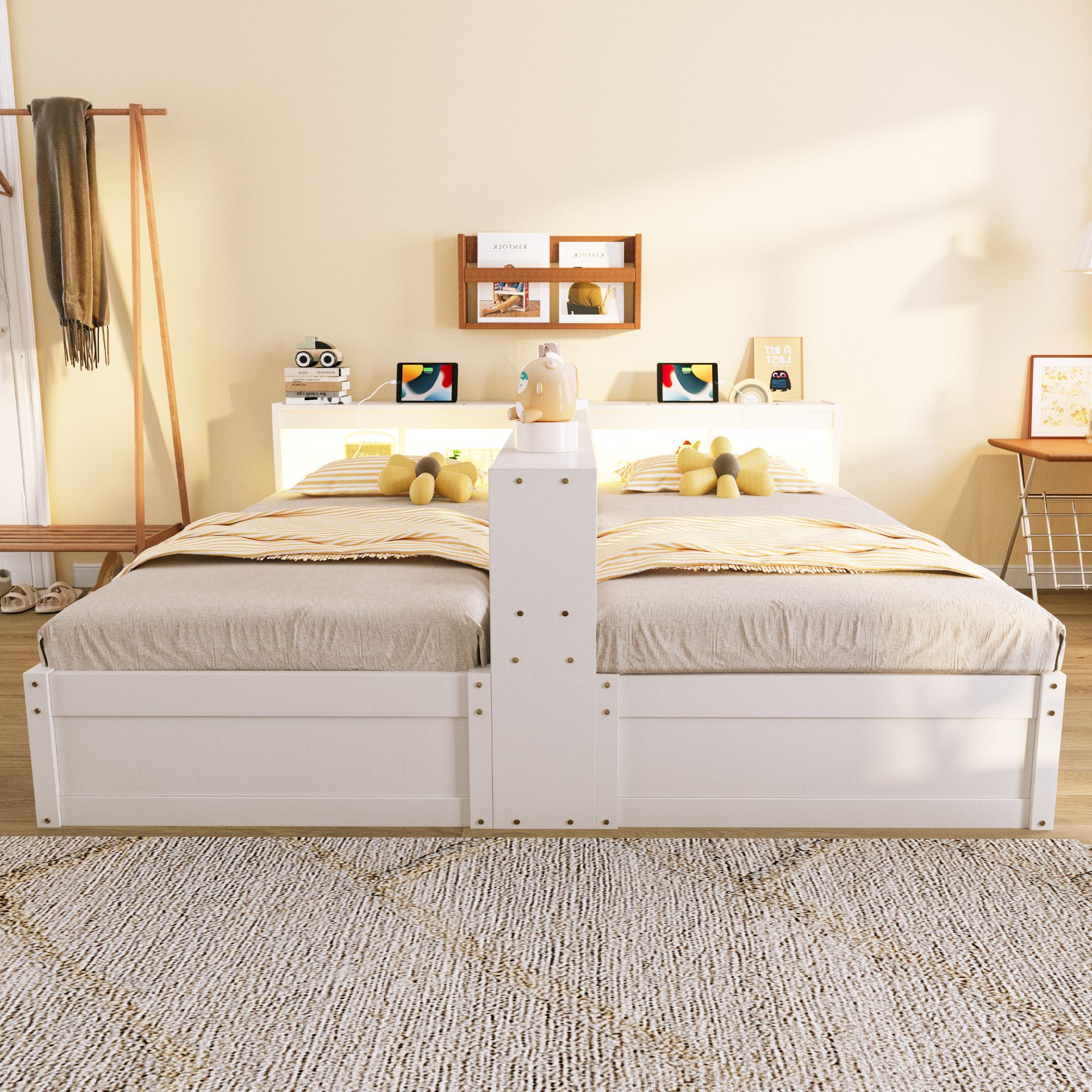 STILVORA Schlafsofa Schlafsofa mit bettkasten Tagesbett 180×200 Jugendbett ohne matratze, Massivholz, Hydraulikfunktion, LED-Lichtleiste, USB-Steckdose, Für Jugendzimmer, Gästezimmer, Schlafzimmer und kleine Räume