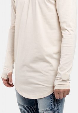 Blackskies T-Shirt Round Langarm Longshirt T-Shirt Beige X-Large