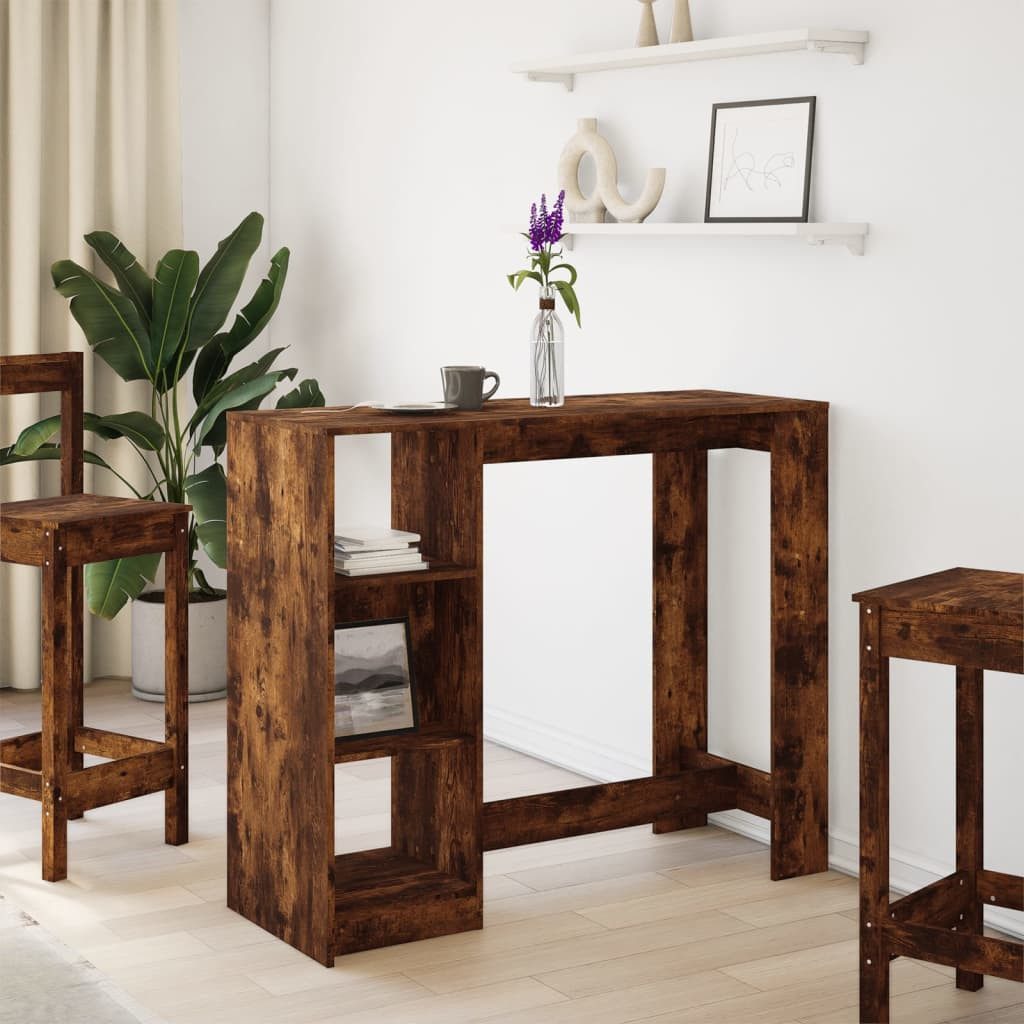 vidaXL Esstisch Bartisch mit Regal Räuchereiche günstig online kaufen