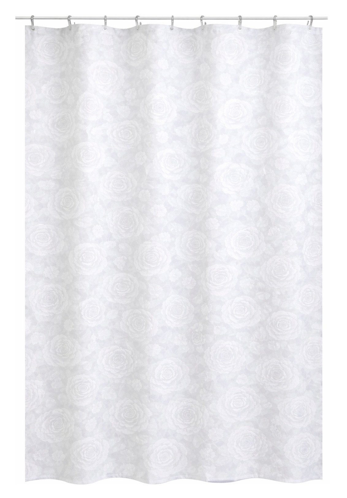 Clever-Kauf-24 Duschvorhang Textil-Duschvorhang Roses, weiß, BxH 180x200cm, Breite 1820 cm
