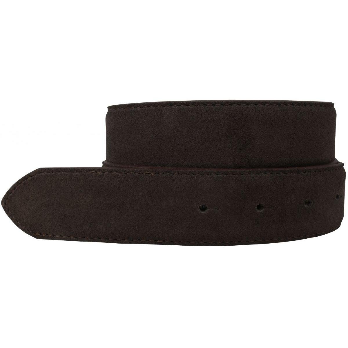 Ledergürtel Wechselgürtel aus Veloursleder ohne Schnalle 3,5 cm - Druckknopf-Gürte