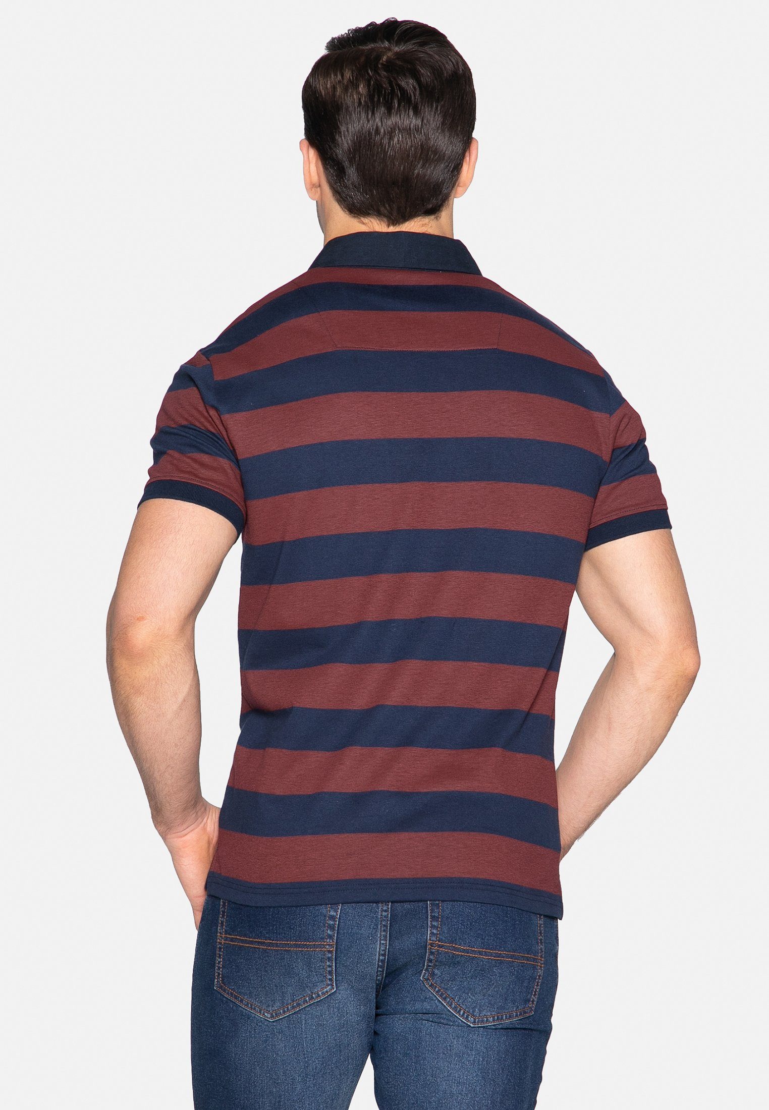 Threadbare Poloshirt Rugby Navy Stripe