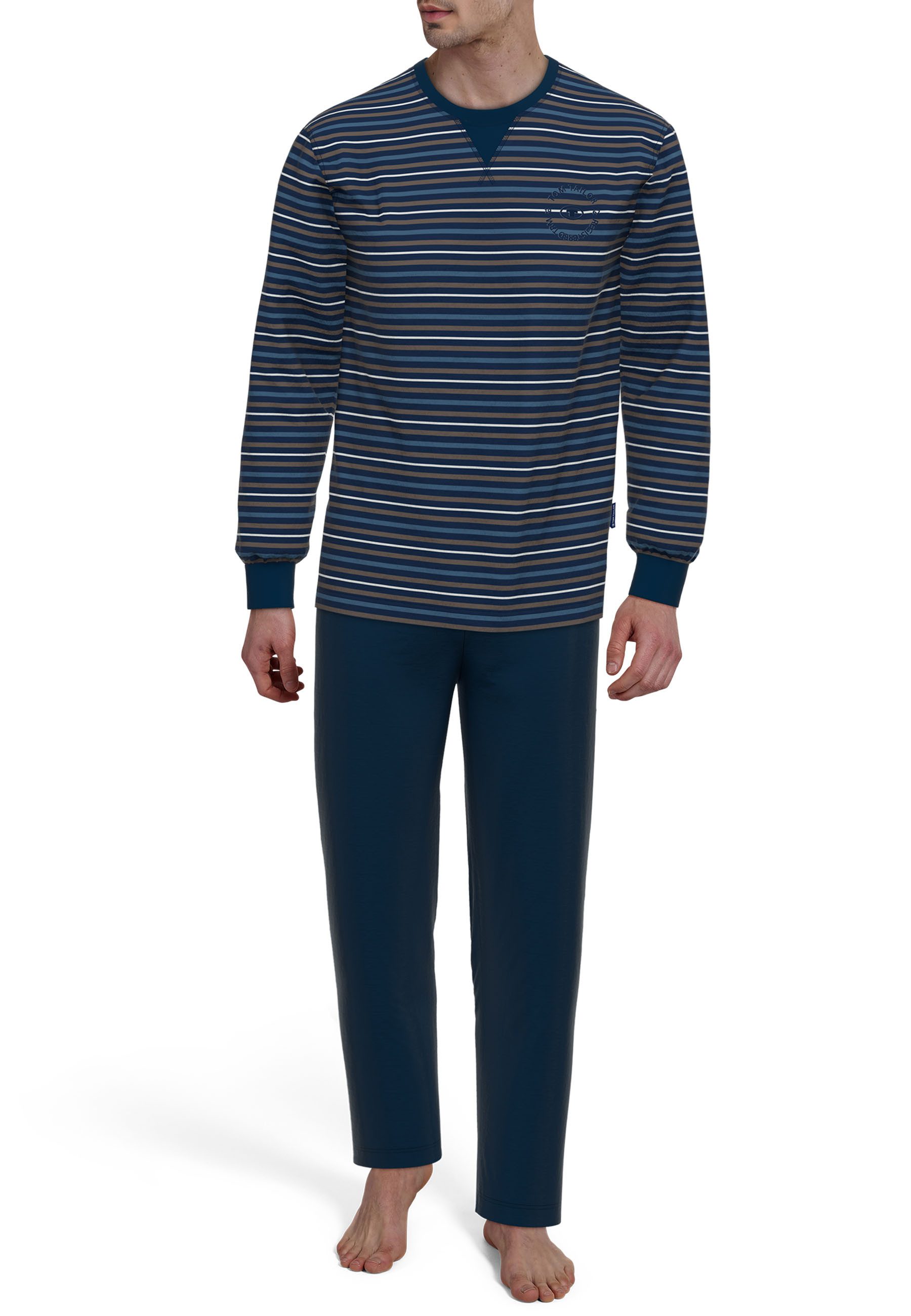 TOM TAILOR Schlafanzug Rhodos Langarm, Rundhalsausschnitt, gestreift, basic günstig online kaufen