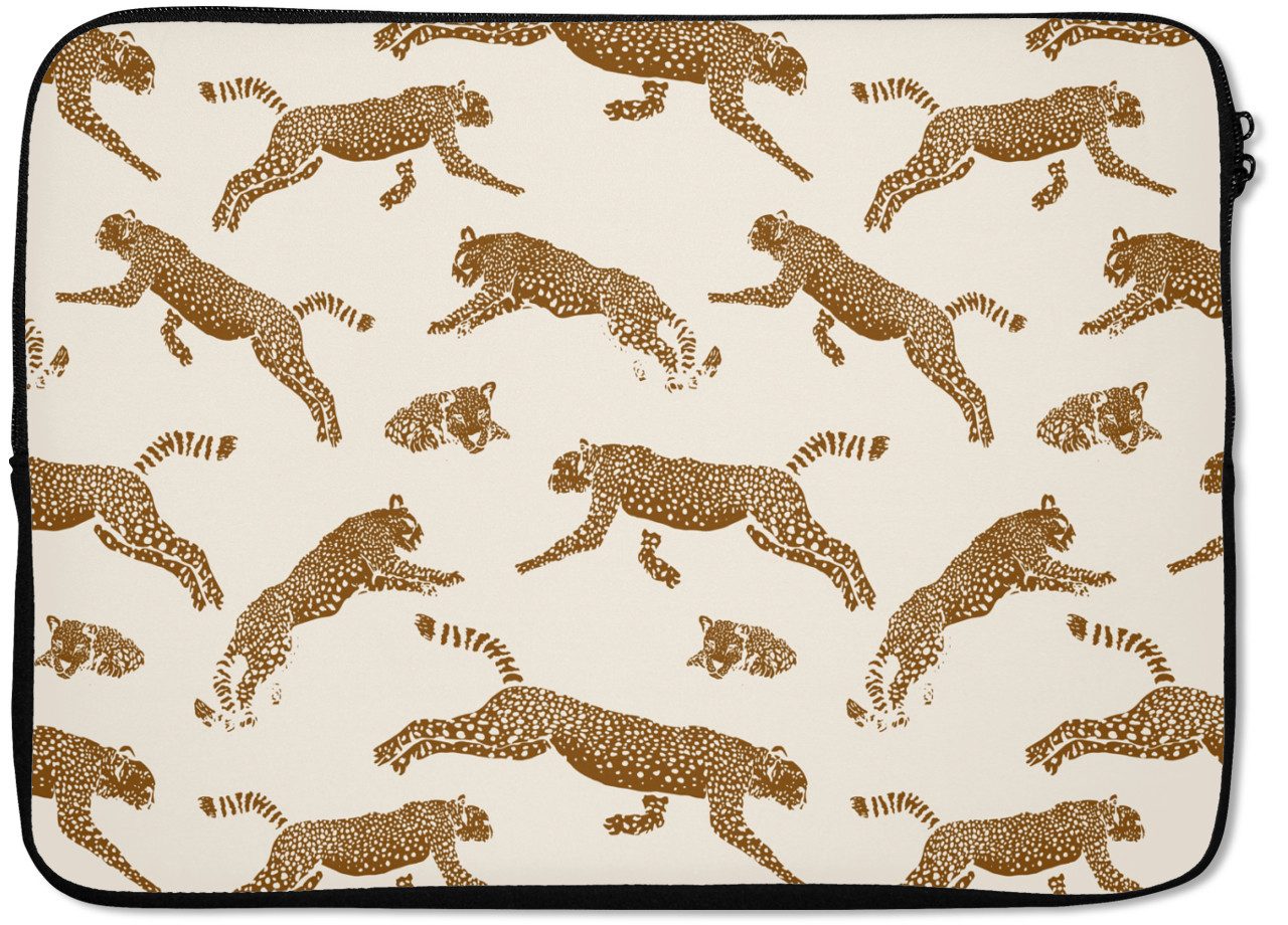 MuchoWow Laptop-Hülle Panther - Tiere - Beige - Braun - Muster 13.3 Zoll, Laptopsleeve, weiches Innenfutter zum Schutz Kratzern, Laptoptasche