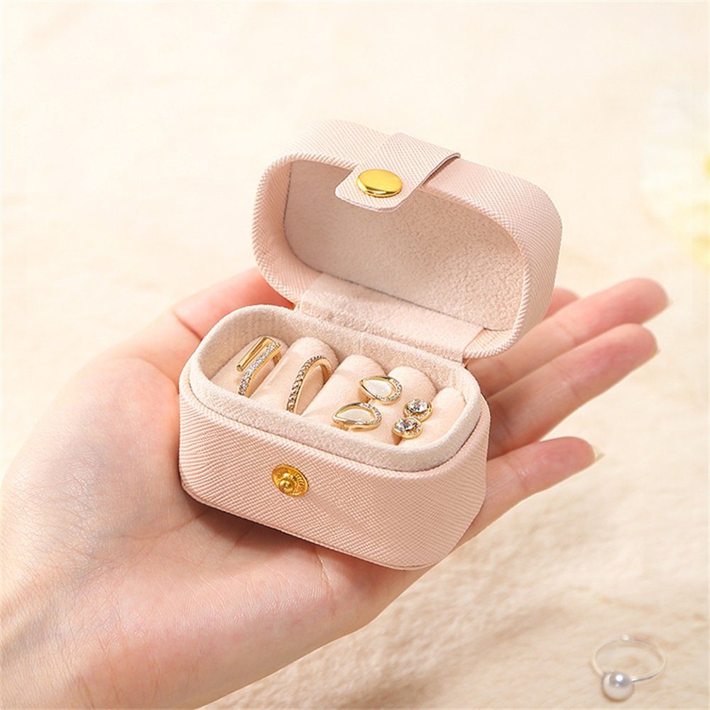 Rouemi Schmuckkasten Mini-Ringbox,tragbare Ohrring-Schmuckschatulle,Ohrring-Schmuckkästchen weiß