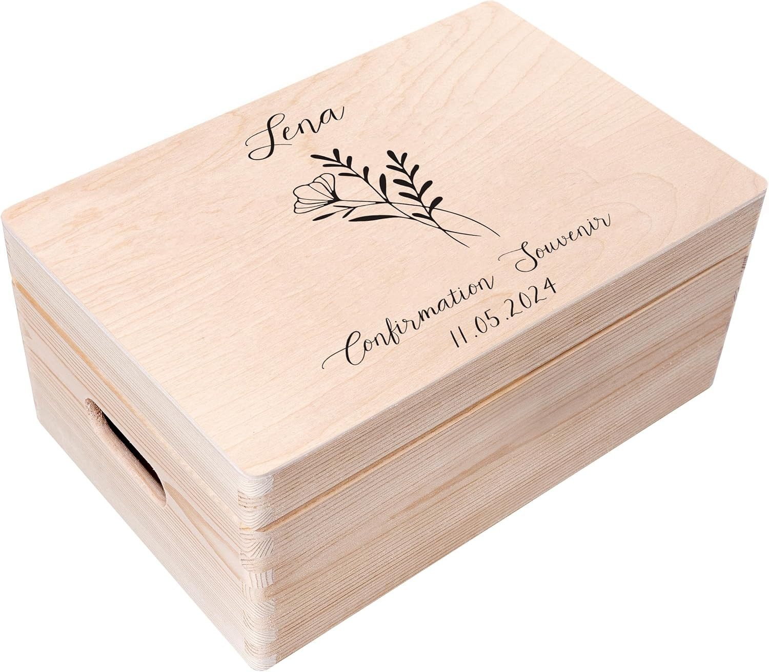 Creative Deco Holzkiste Kommunion Geschenke für Mädchen und Jungen, Natur 30 x 20 x 14 cm