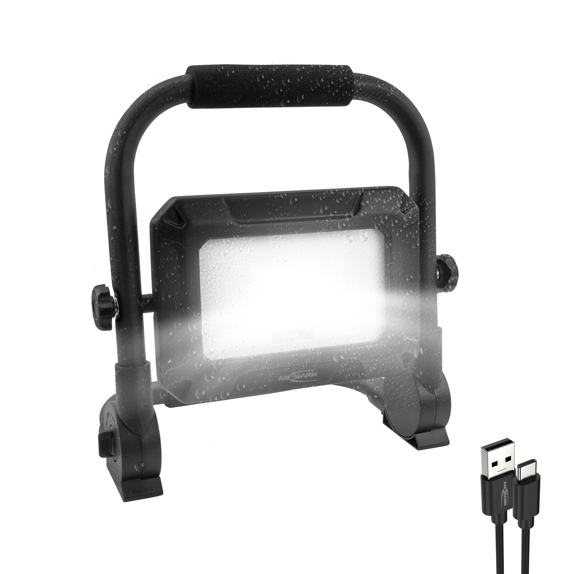 ANSMANN AG LED Baustrahler LED Strahler, robust, Spritzwasserschutz, sehr hell, aufladbar