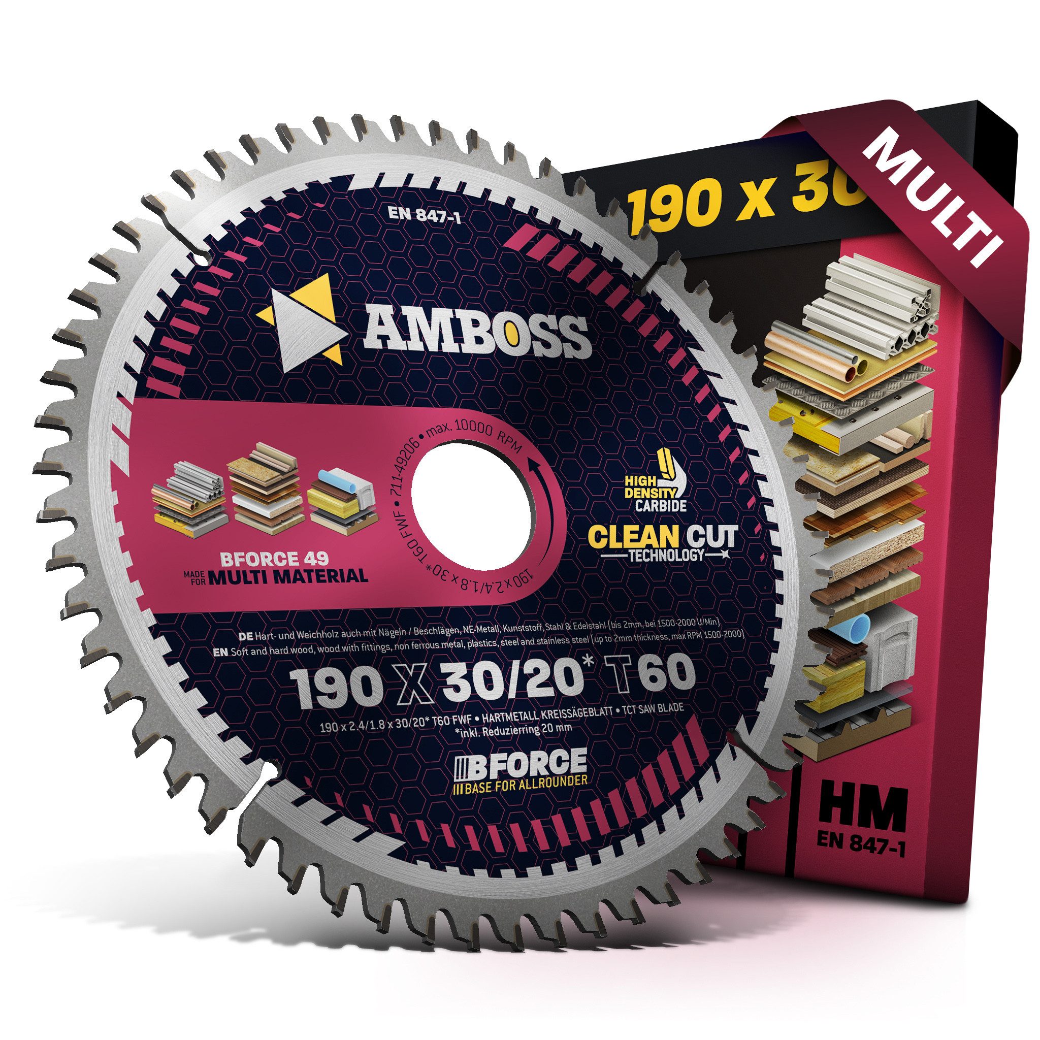 Amboss Werkzeuge Kreissägeblatt HM Kreissägeblatt - 190 x 2.4/1.8 x 30 Z60 FWF