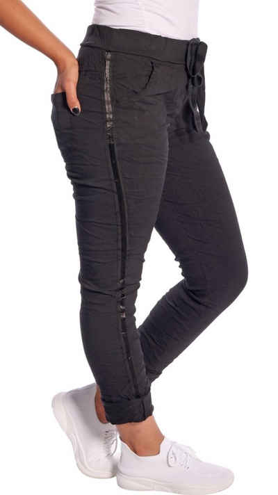 Charis Moda Jogg Pants Jogpants im stylischen Used Look mit Streifen an der Seite