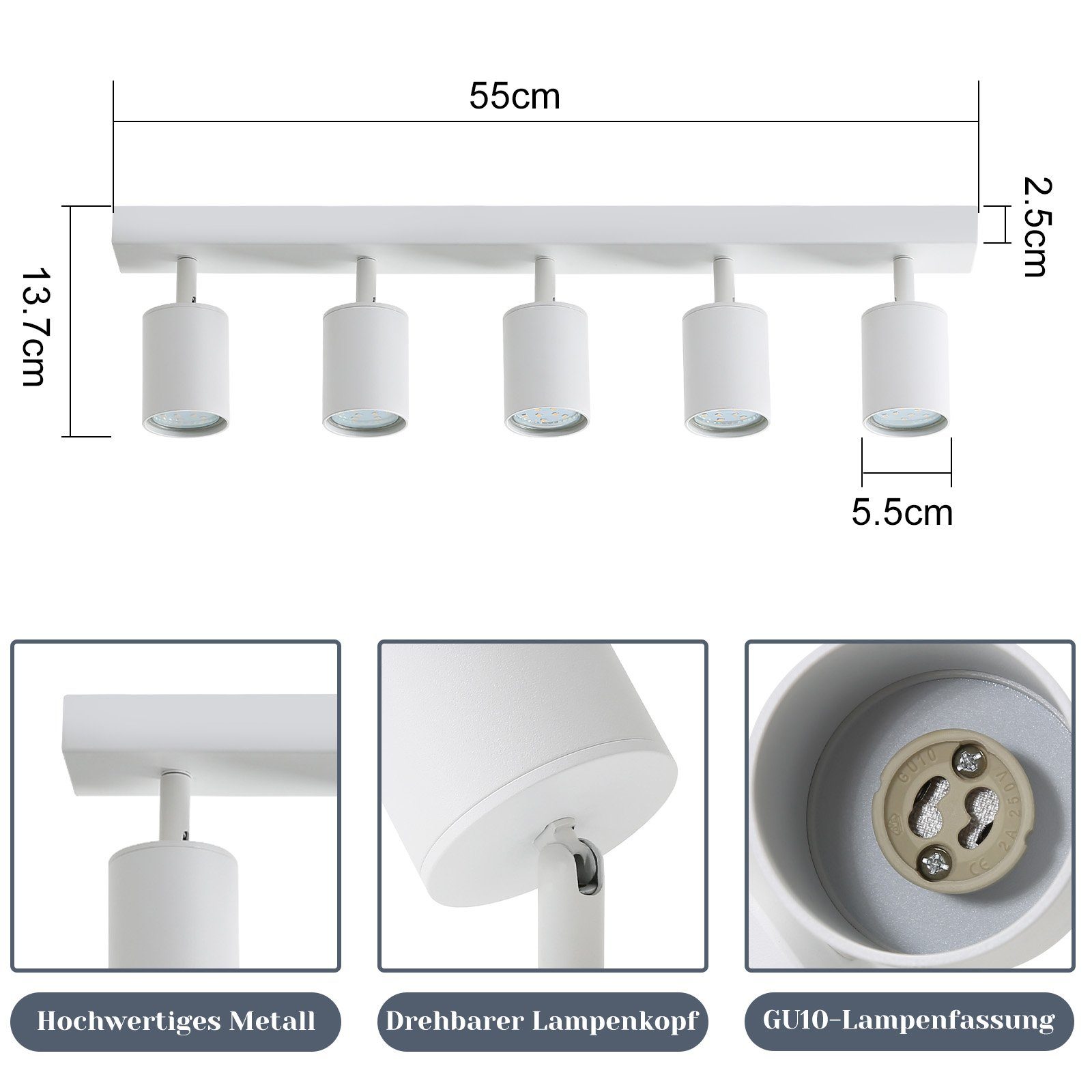 ZMH LED Deckenstrahler Retro Deckenleuchte Weiß/Schwarz günstig online kaufen