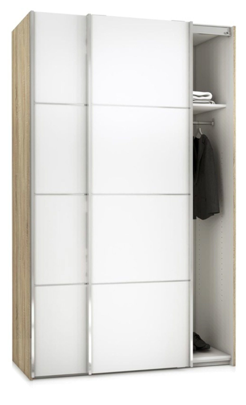 breite Kleiderschrank Weiß ebuy24 122 Türen, cm, Kleiderschrank Veto 2 Eiche