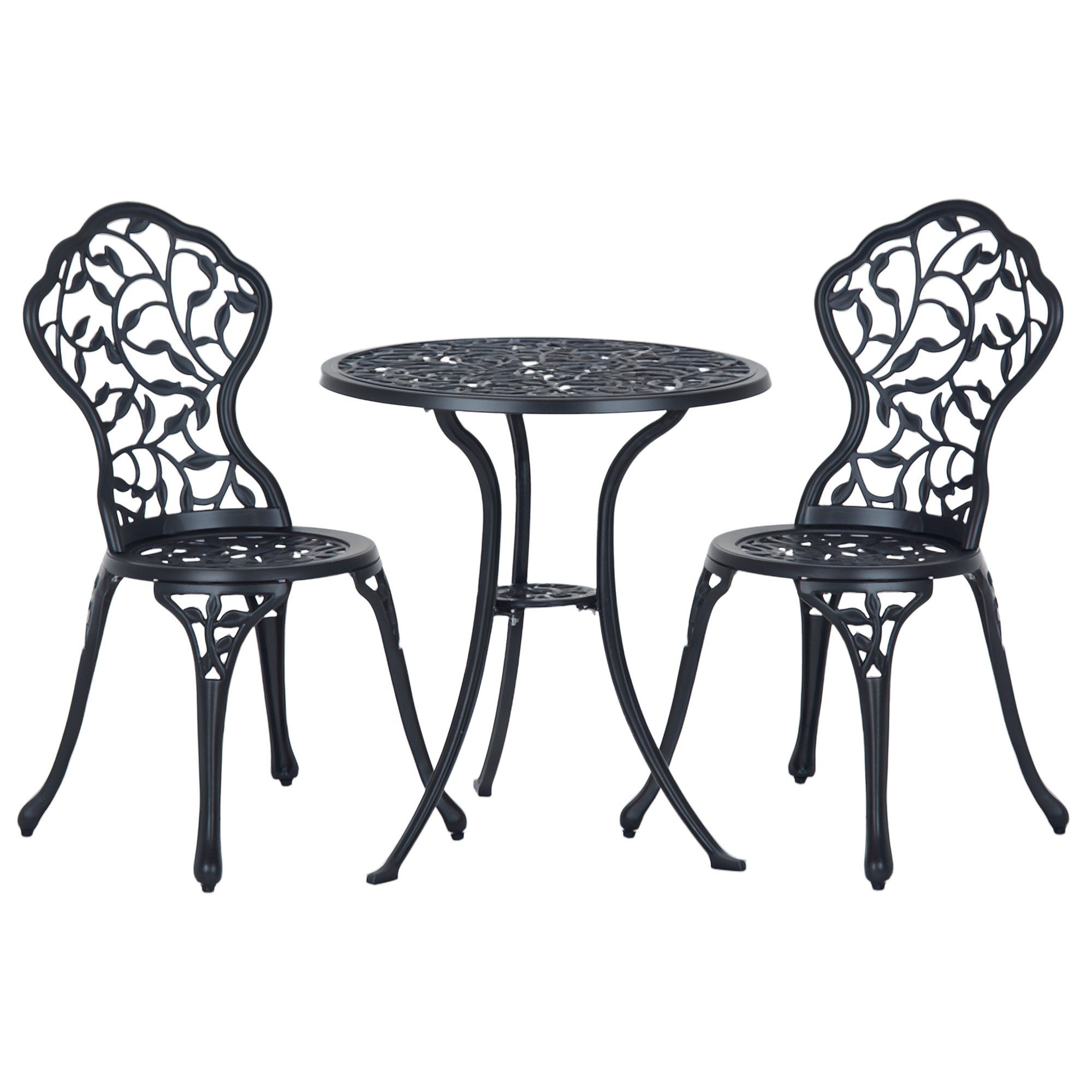 Outsunny Balkonset Bistroset 3-tlg. Gartenset aus Aluminiumguss, (Gartenmöbel, 3-tlg., Balkonmöbel), Bistrotisch mit 2 Stühlen