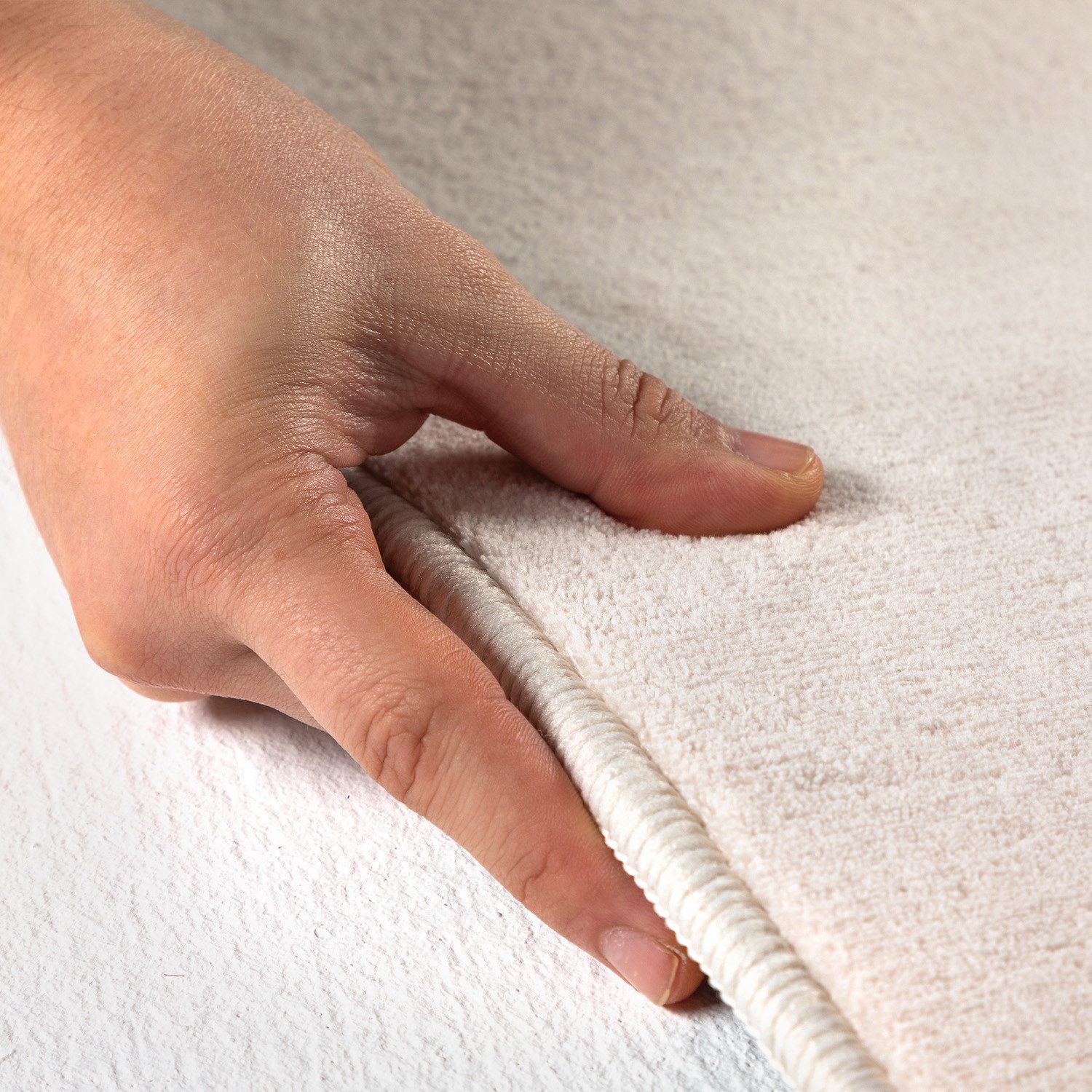 KADIMA DESIGN Teppich LECH Wohnzimmer Waschbar Schlafzimmer Wohnzimmerteppich Esszimmer Uni, Läufer, Höhe: 9 mm, Creme, 60x110 cm, Esszimmerteppich Fußbodenheiz – Bild 3 von 5