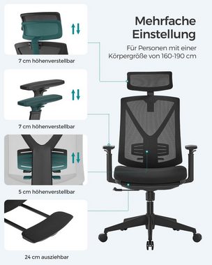 SONGMICS Bürostuhl, atmungsaktive Rückenlehne