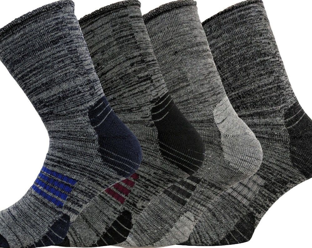 Venasoft Thermosocken Wintersocken ohne Thermosocken (Farben bunt Vollfrottee Herren Gummi, warmer zufällig) (4-Paar) Herrenstrumpf gefüttert, Paar ohne 4 Gummi