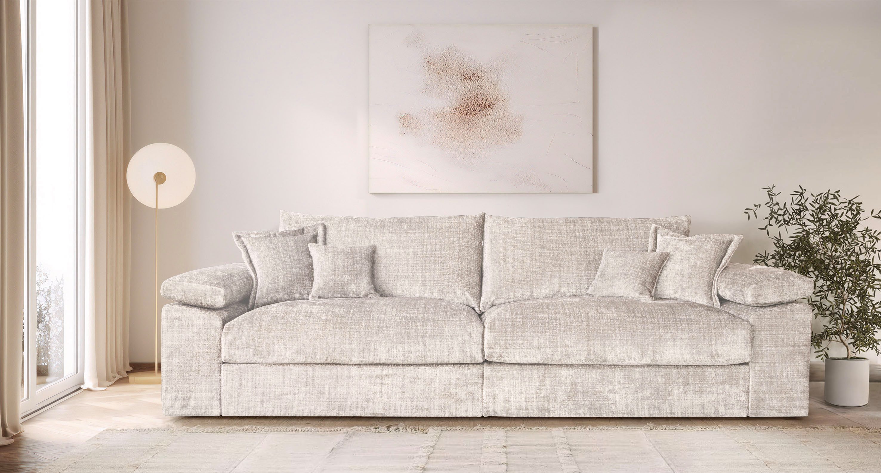 OTTO home Big-Sofa Soft&Cosy XXL, B: 303 cm - OTTO. Verlässliche Qualität., Mega-Sofa, Cord oder Chenille-Struktur, mit Federkern & 4 Zierkissen