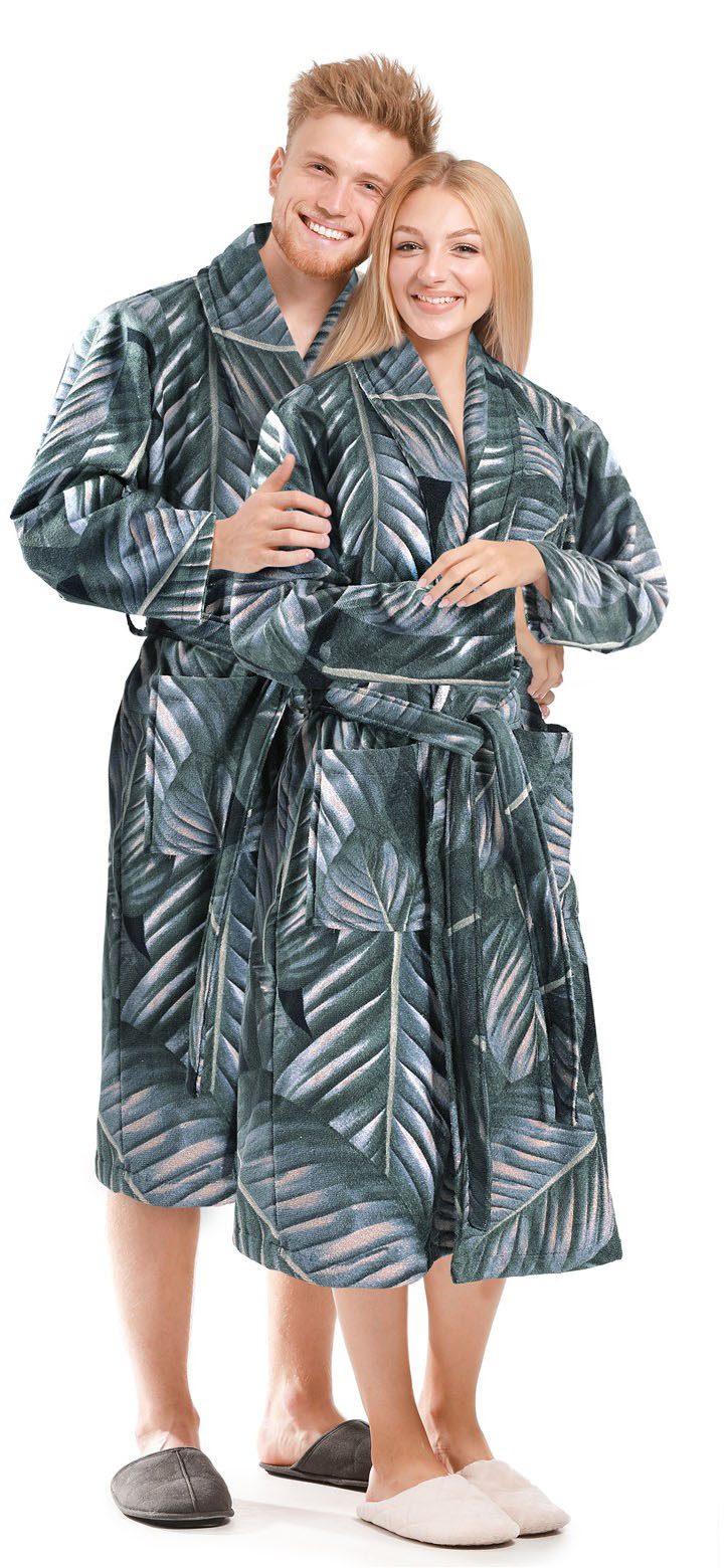 Kenda Sand Bademantel Tropical 125, Midilänge, Baumwolle, Schalkragen, Gürtel, bequem, Wohlfühlqualität, mit Gürtel