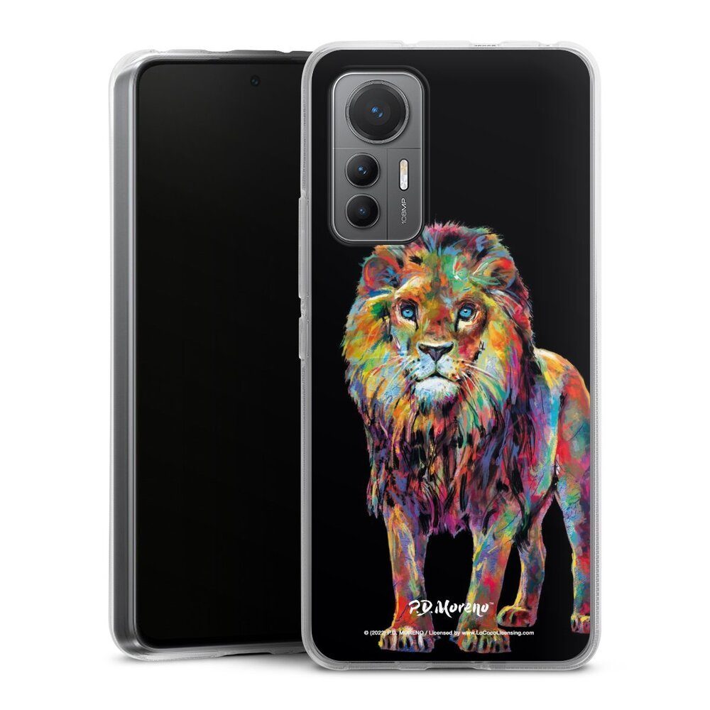 DeinDesign Handyhülle Löwe Tiere Design Lion Colorful Art By P.D. Moreno, Xiaomi 12 Lite 5G Silikon Hülle Bumper Case Handy Schutzhülle