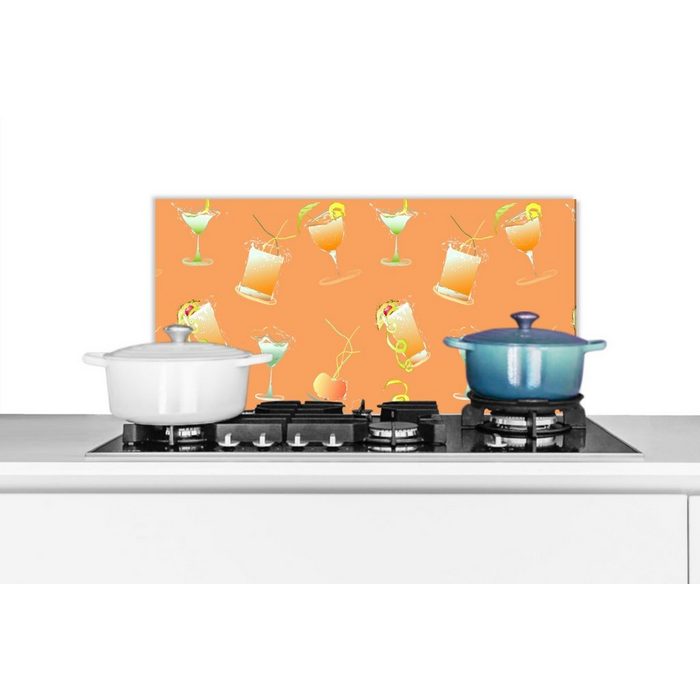 MuchoWow Küchenrückwand Cocktail - Orange - Entwurf (1-tlg) Wandschutz gegen Fett und Schmutzflecken für Küchen