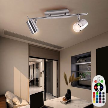 etc-shop LED Wandleuchte, Leuchtmittel inklusive, Warmweiß, Farbwechsel, Decken Leuchte Wand Spots beweglich Fernbedienung Dimmer