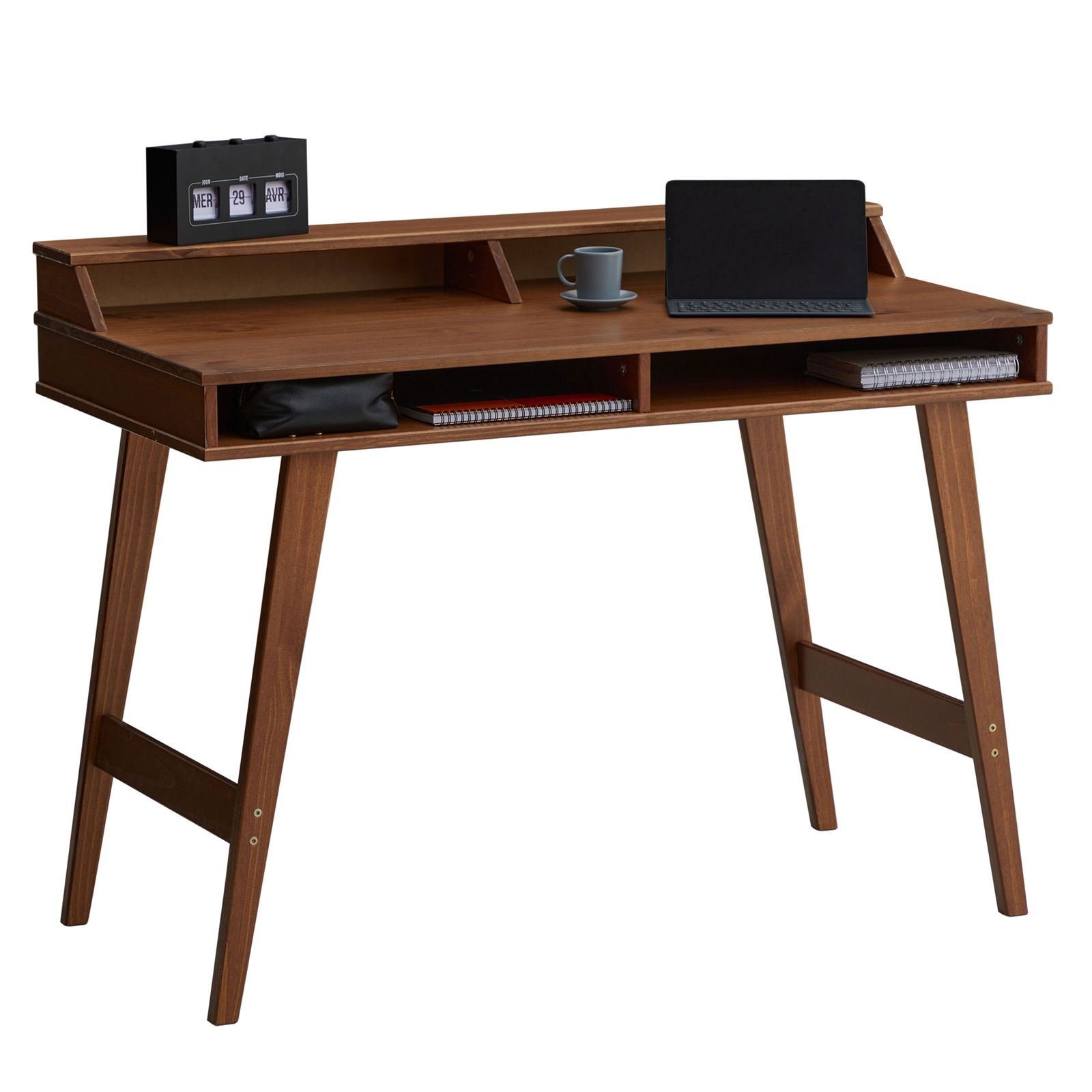 IDIMEX Schreibtisch LUNA, Schreibtisch Arbeitstisch Bürotisch 2 offenen Fächern Aufsatz