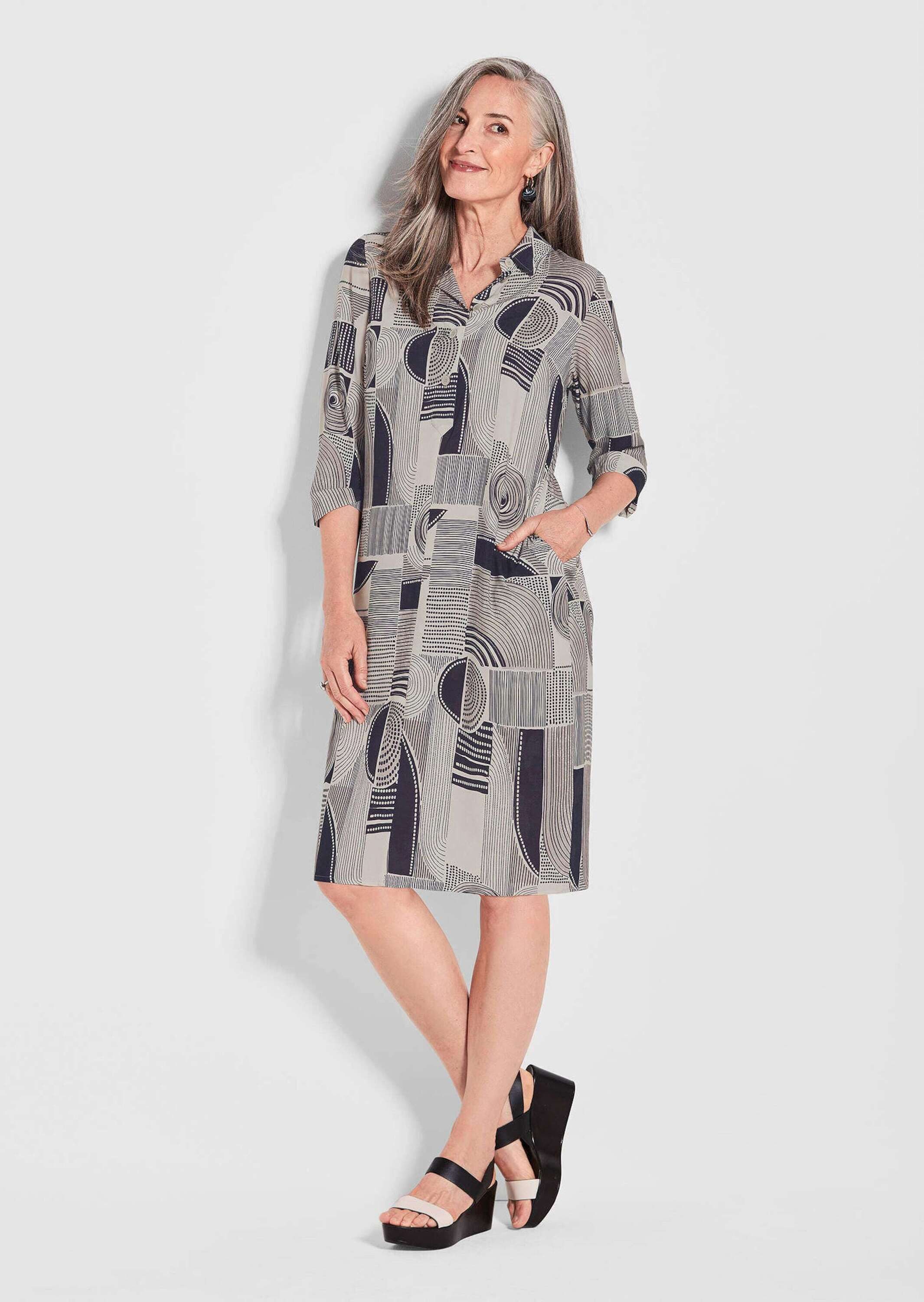 GOLDNER Sommerkleid Fließendes Viskosekleid mit V-Ausschnitt günstig online kaufen