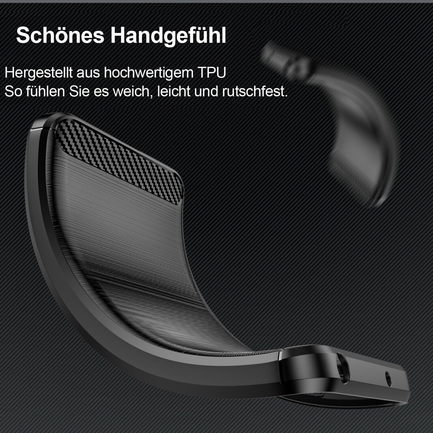 betterfon Handyhülle Carbon Hülle für Xiaomi Redmi A3 Backcover TPU Silikon Bumper Schwarz, Carbon-Look – stoßfestes Case mit Air-Cushion & Metall-Optik