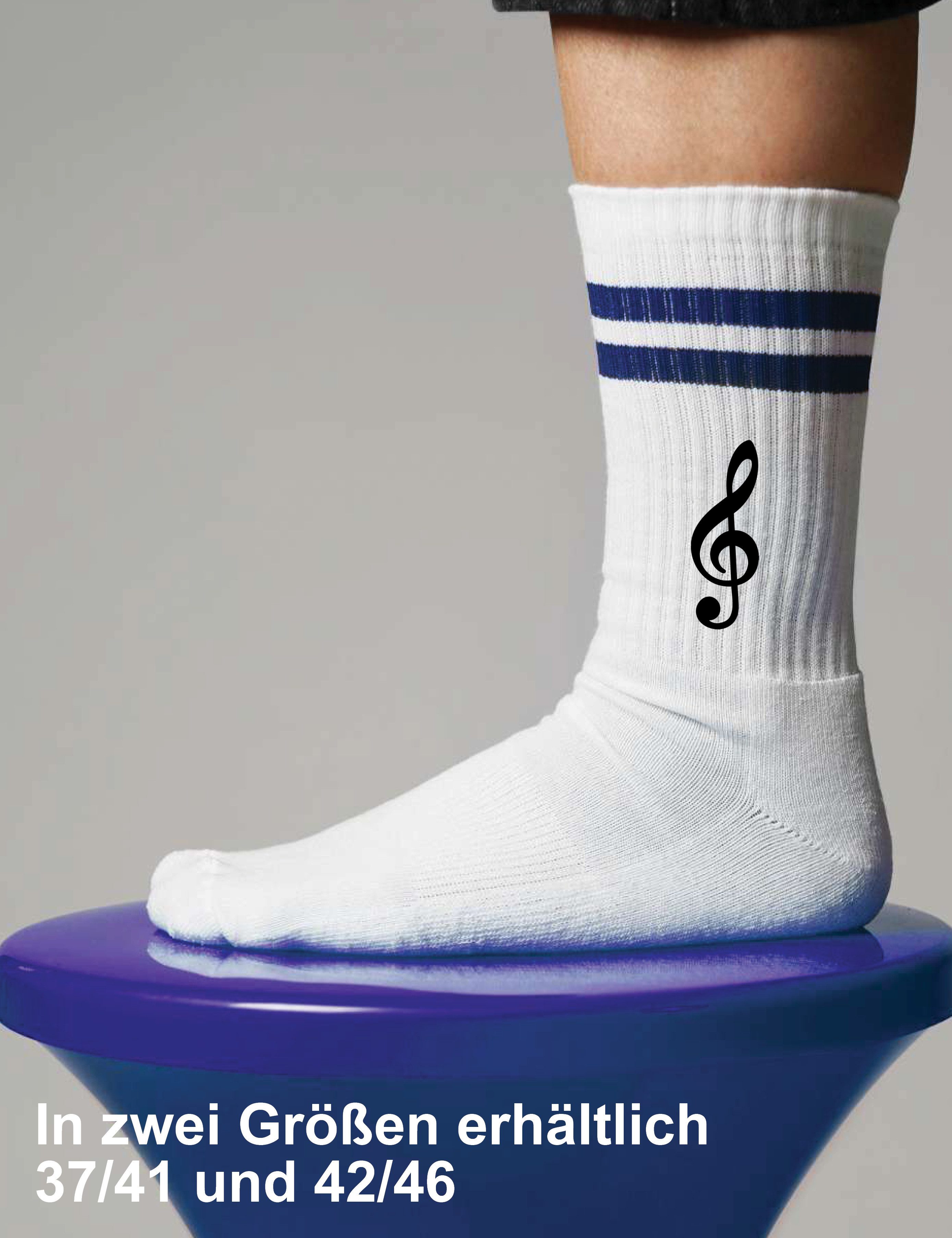 Youth Designz Tennissocken Unisex Socken "Notenschlüssel" Aufdruck lustig Geschenk Statement mit verstärkter Verse und Zehenbereich
