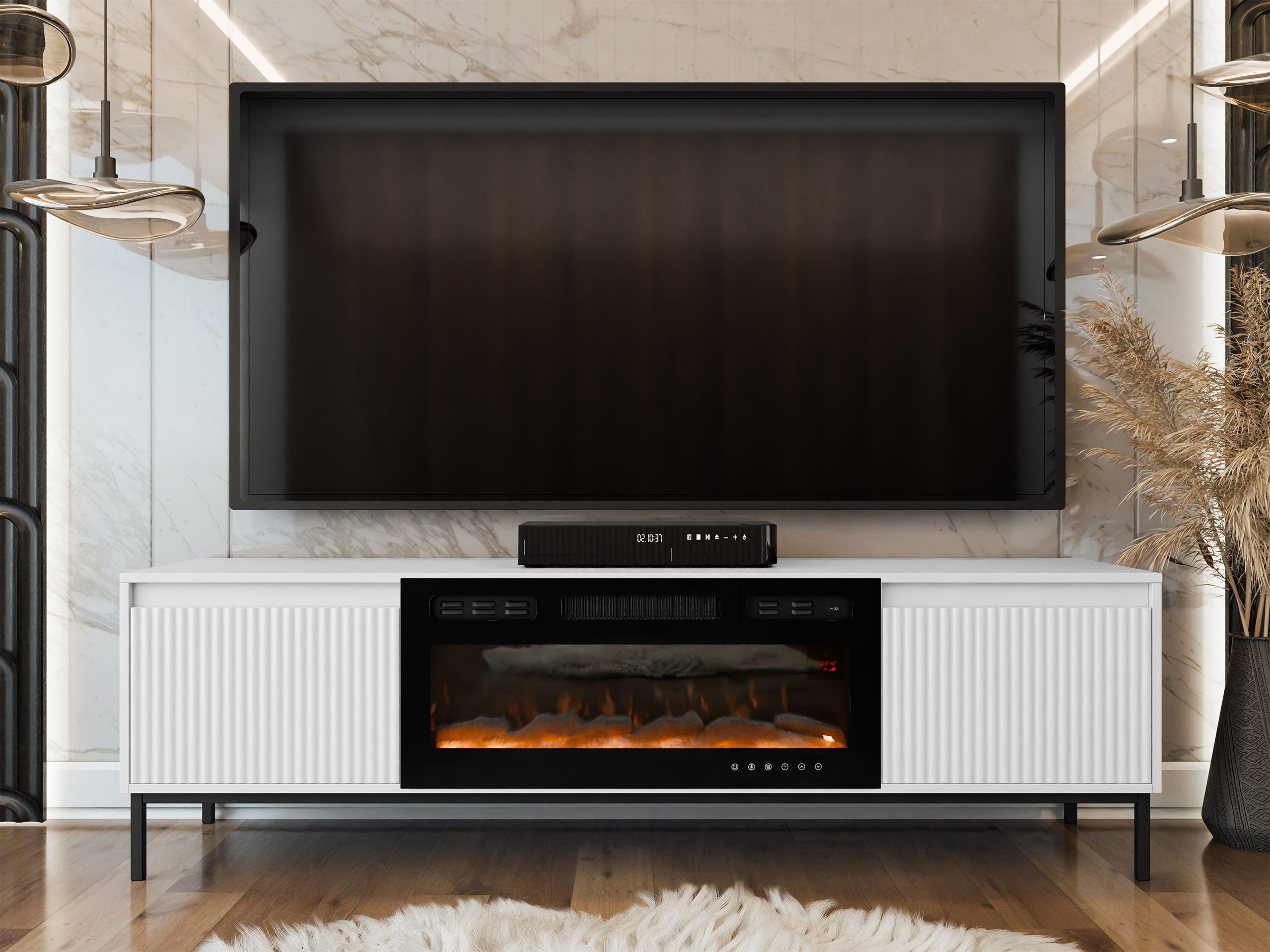 MIRJAN24 TV-Schrank Ozmi 2K EF mit Kamin (mit zwei Kleppen) Realistische LE günstig online kaufen