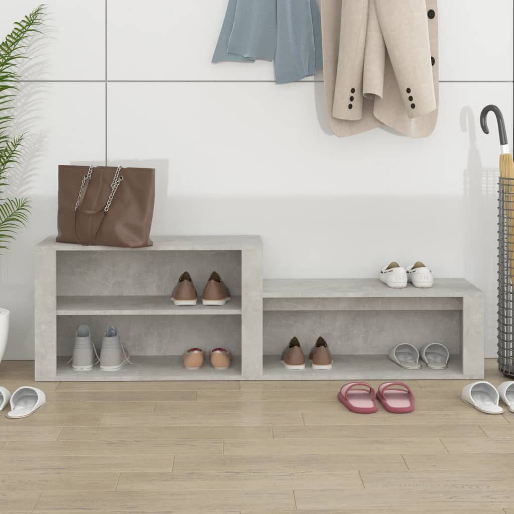 vidaXL Schuhregal Schuhschrank Betongrau 150x35x45 cm Holzwerkstoff, 1-tlg.